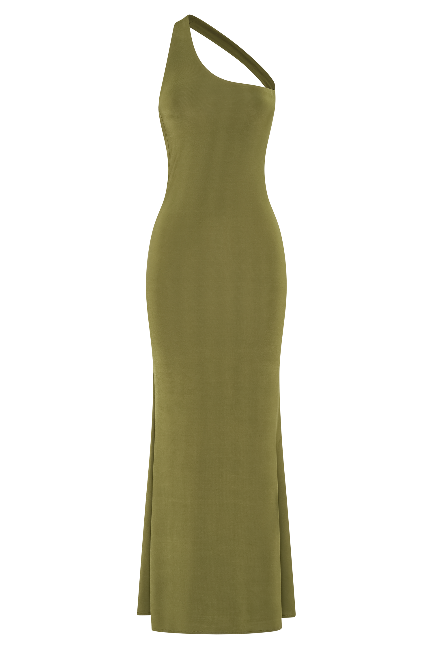 Marianne Asymmetrical Slinky Maxi Dress - Vintage Olive #7