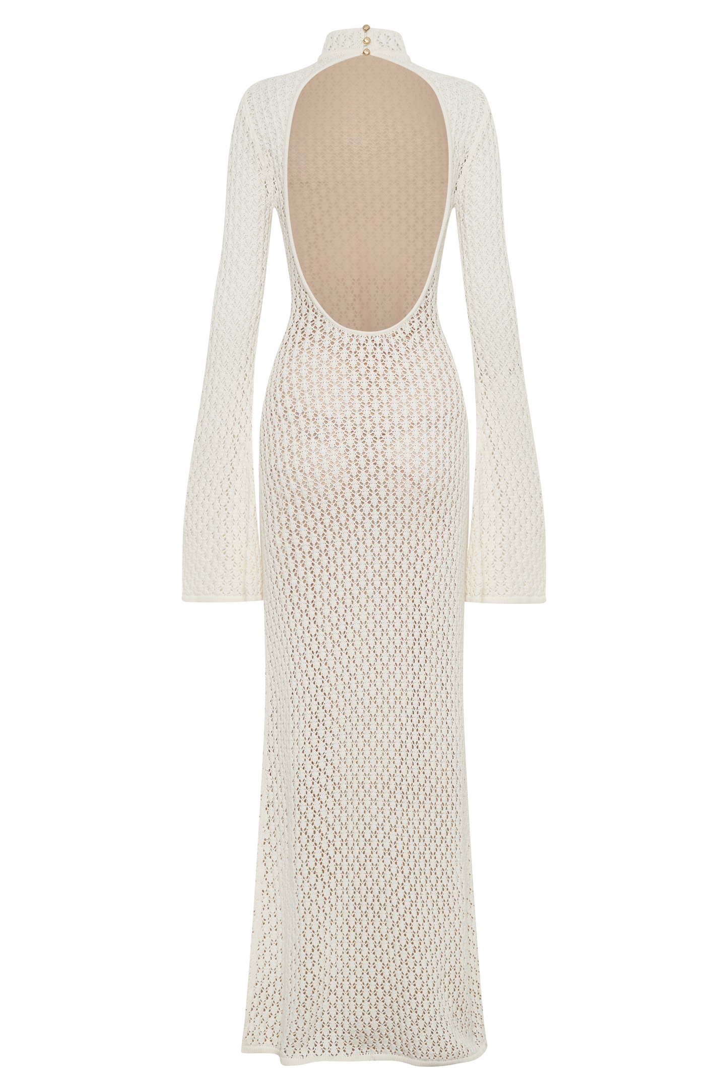 Julia Crochet Open Back Maxi Dress - White