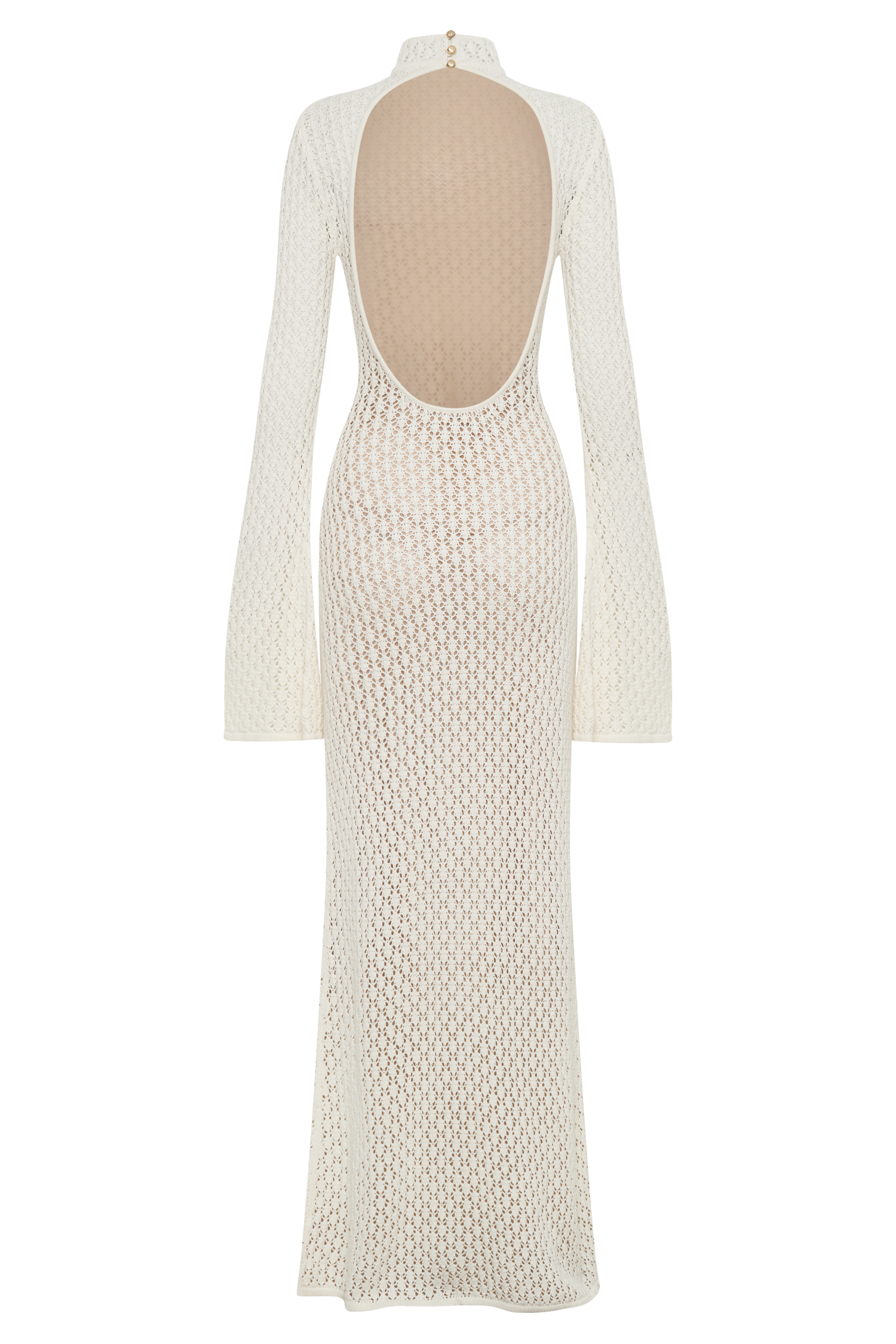 Julia Crochet Open Back Maxi Dress - White #11