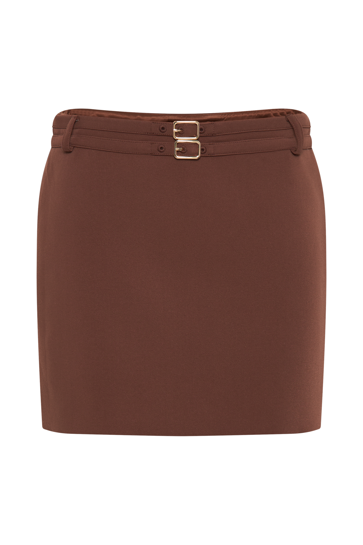 Letitia Suiting Mini Skirt With Buckle - Wood