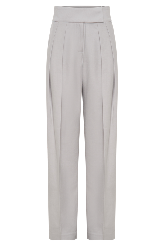 Penelope Pleated High Waisted Pants - Grey