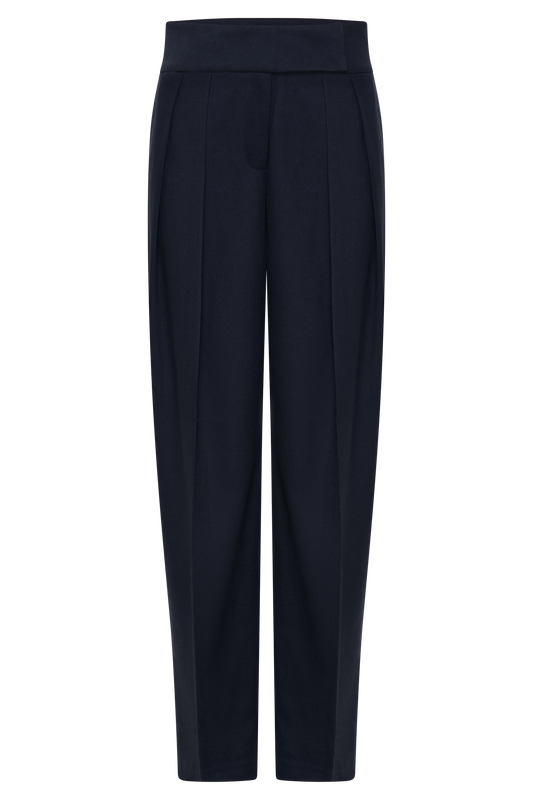 Penelope Pleated High Waisted Pants - Dark Navy