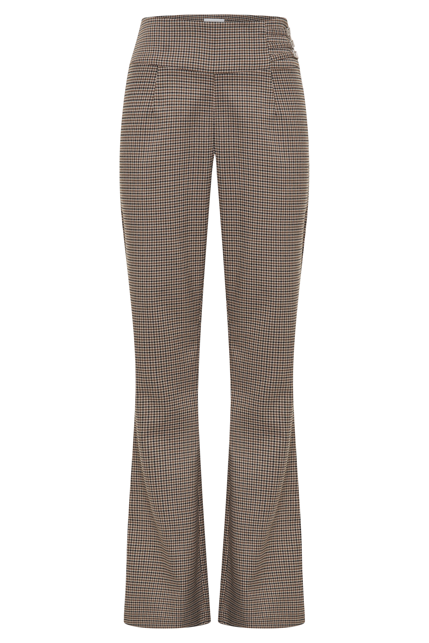 Sweeney Mid Rise Buckle Straight Leg Pant - Tan Check