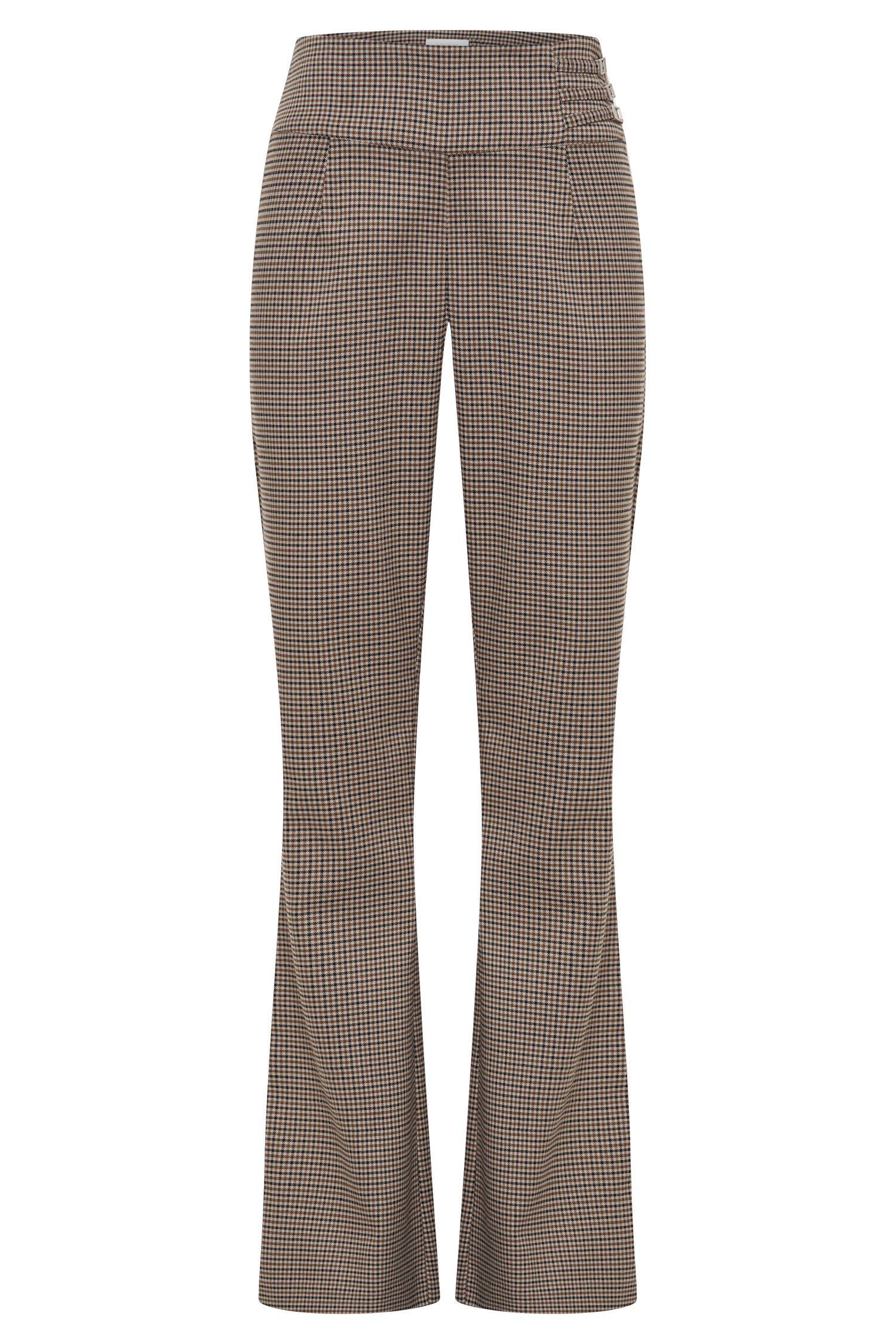 Sweeney Mid Rise Buckle Straight Leg Pant - Tan Check #10