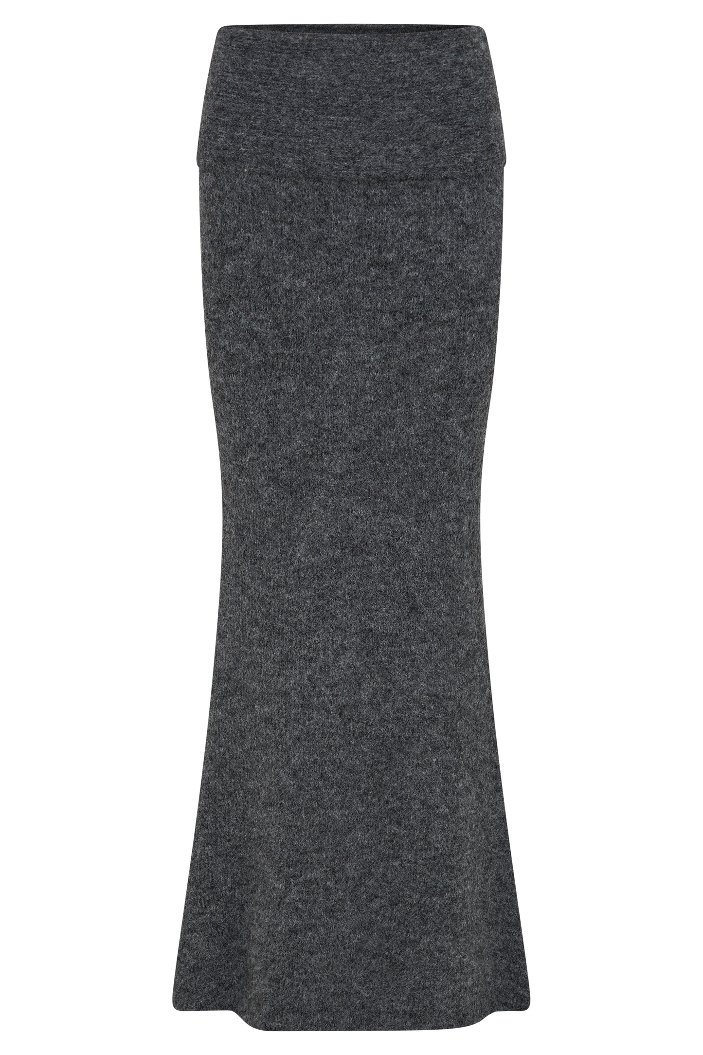 Charlotte Knit Maxi Skirt With Overlay - Charcoal