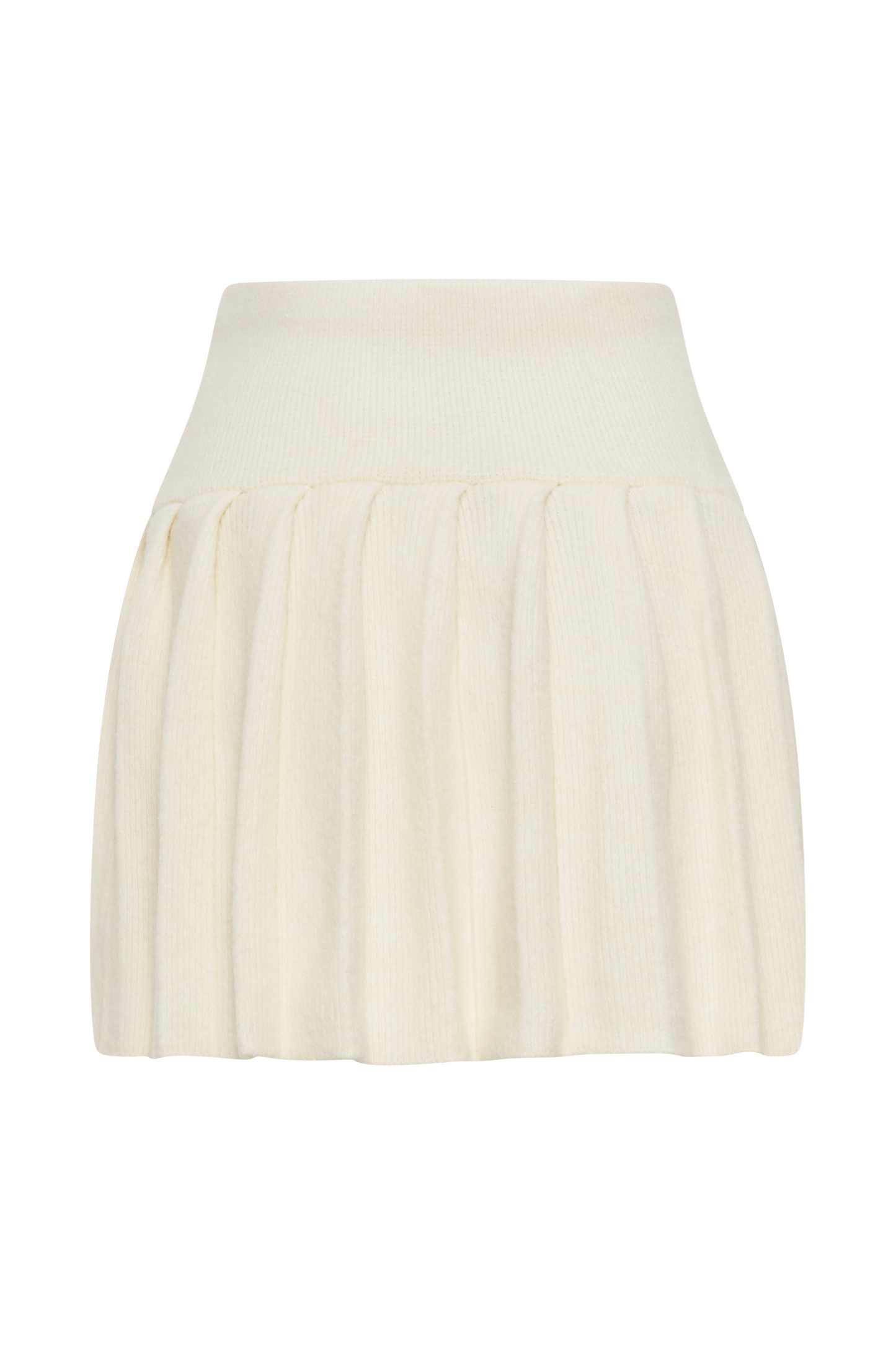 Dionne Pleated Knit Mini Skirt - Ivory Marle