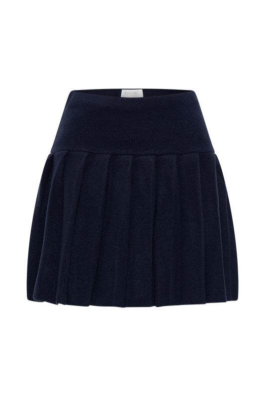 Dionne Pleated Knit Mini Skirt - Dark Navy