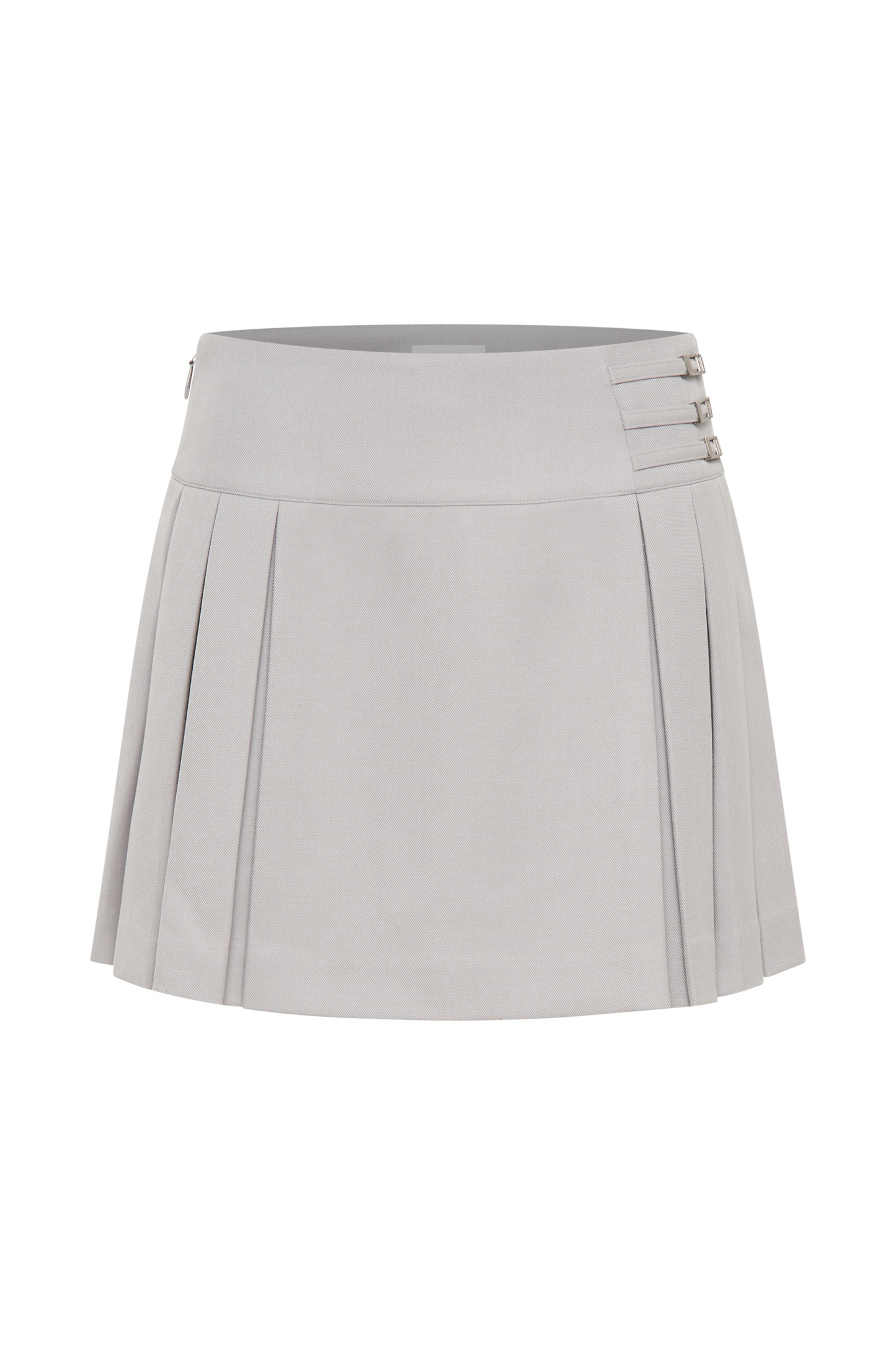 Angie Pleated Buckle Mini Skirt - Grey