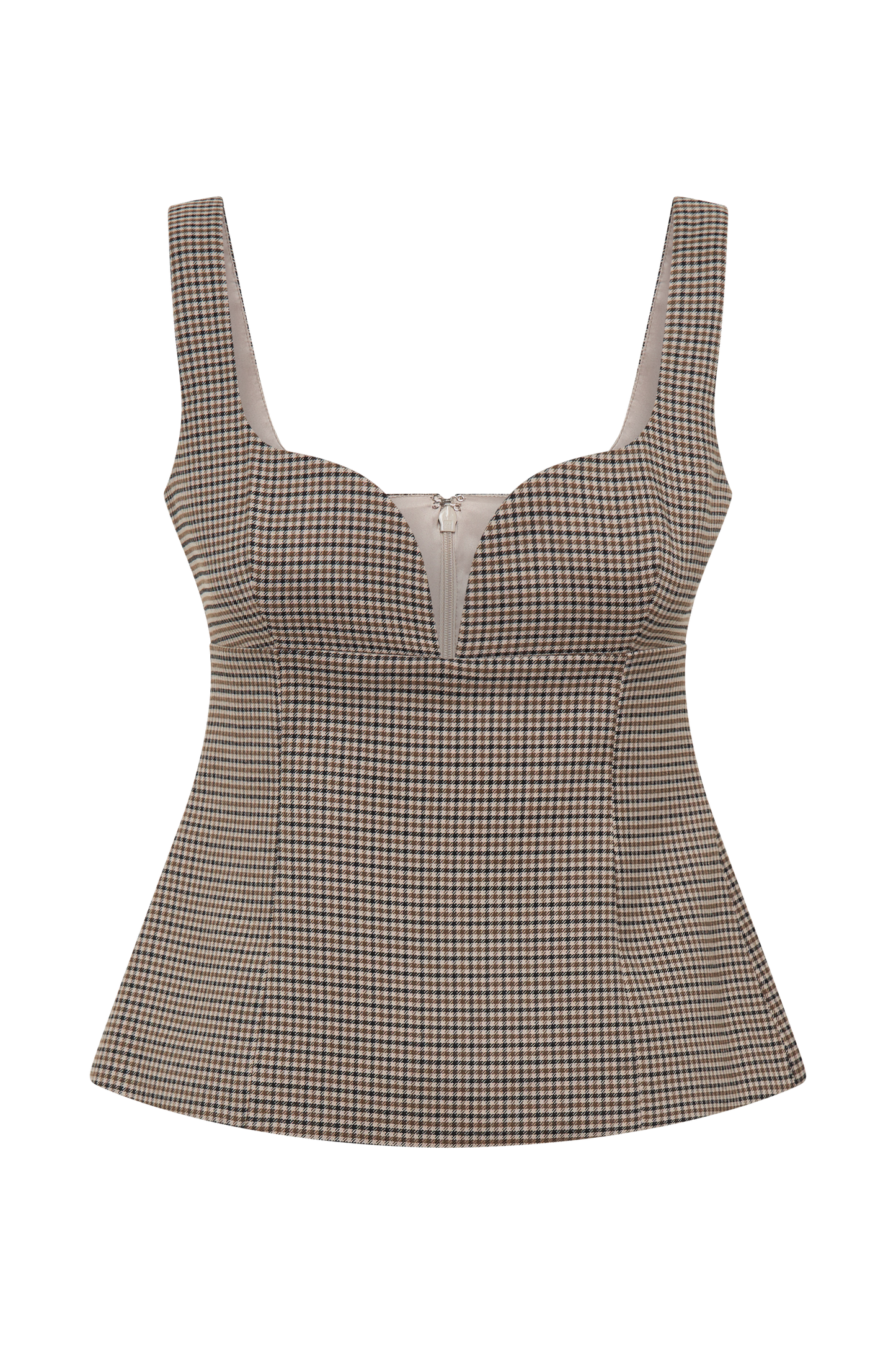 Lawry Structured Longline Top - Tan Check