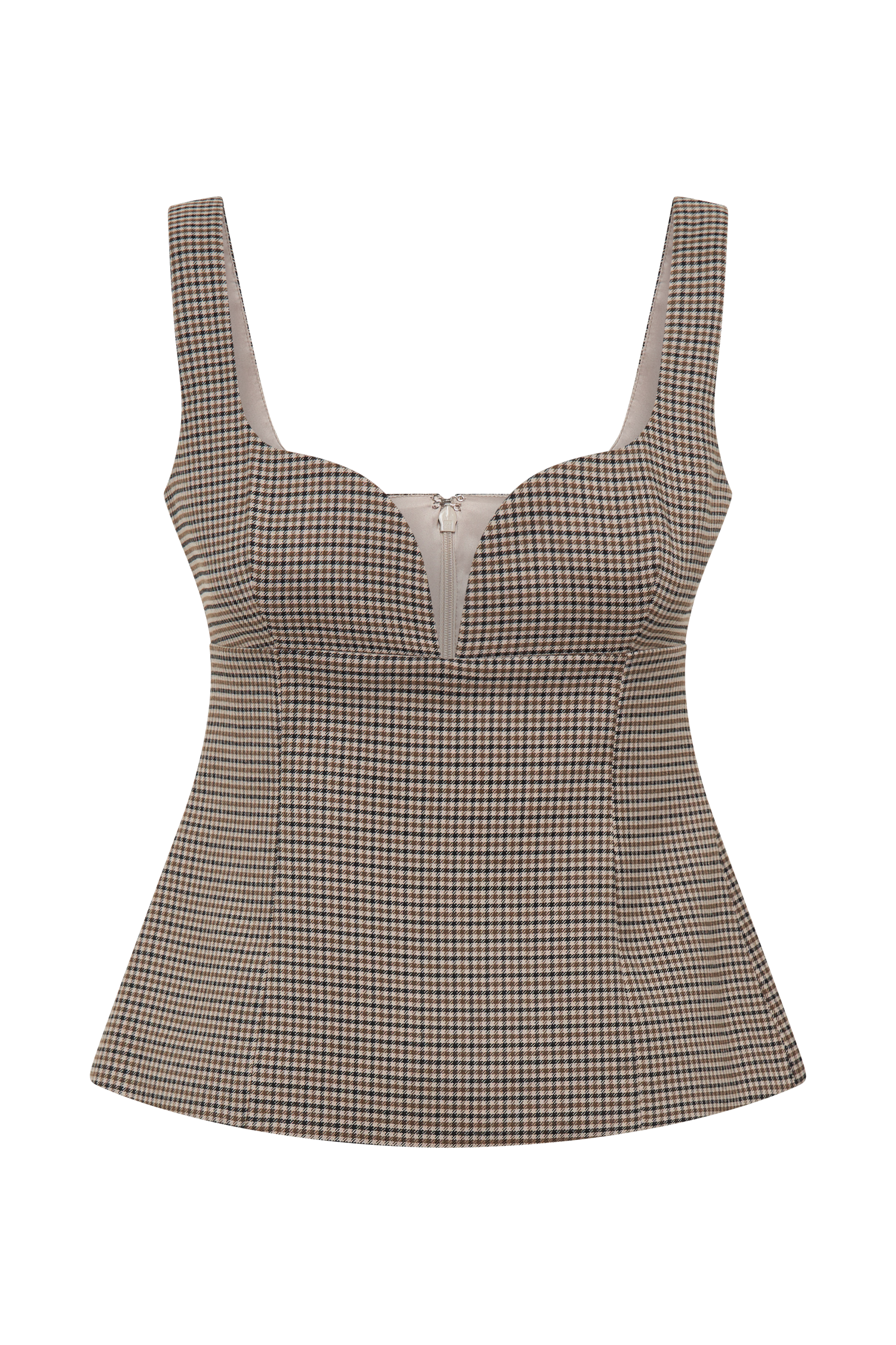 Lawry Structured Longline Top - Tan Check #11