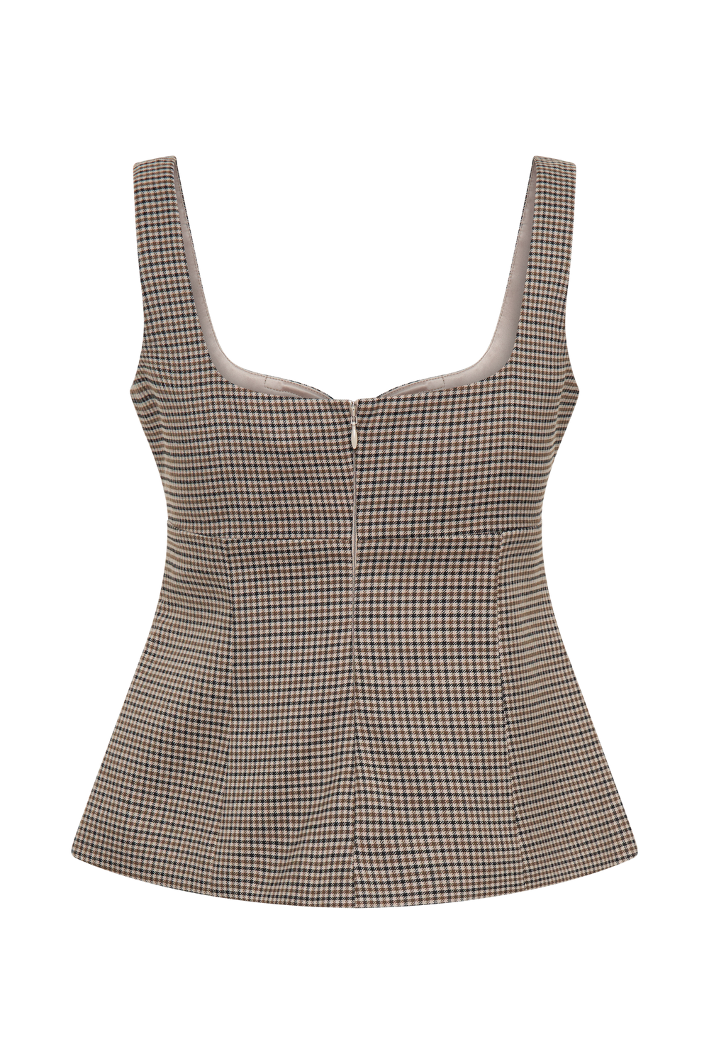 Lawry Structured Longline Top - Tan Check