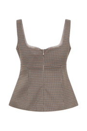 Lawry Structured Longline Top - Tan Check