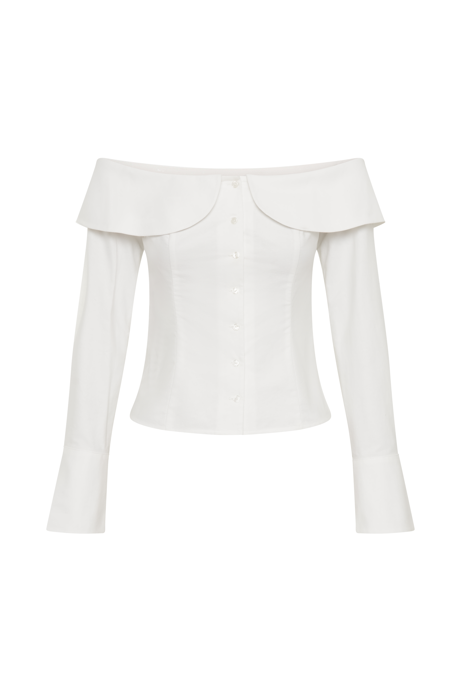 Spencer Off Shoulder Shirting Top - White #9