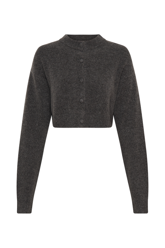 Shelby Knit Cardigan - Charcoal Marle