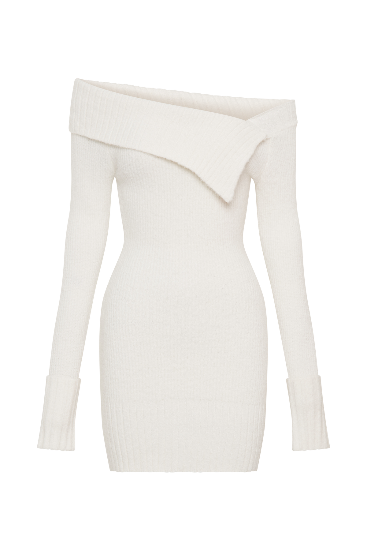 Stephanie Asymmetric Knit Mini Dress - Ivory #10