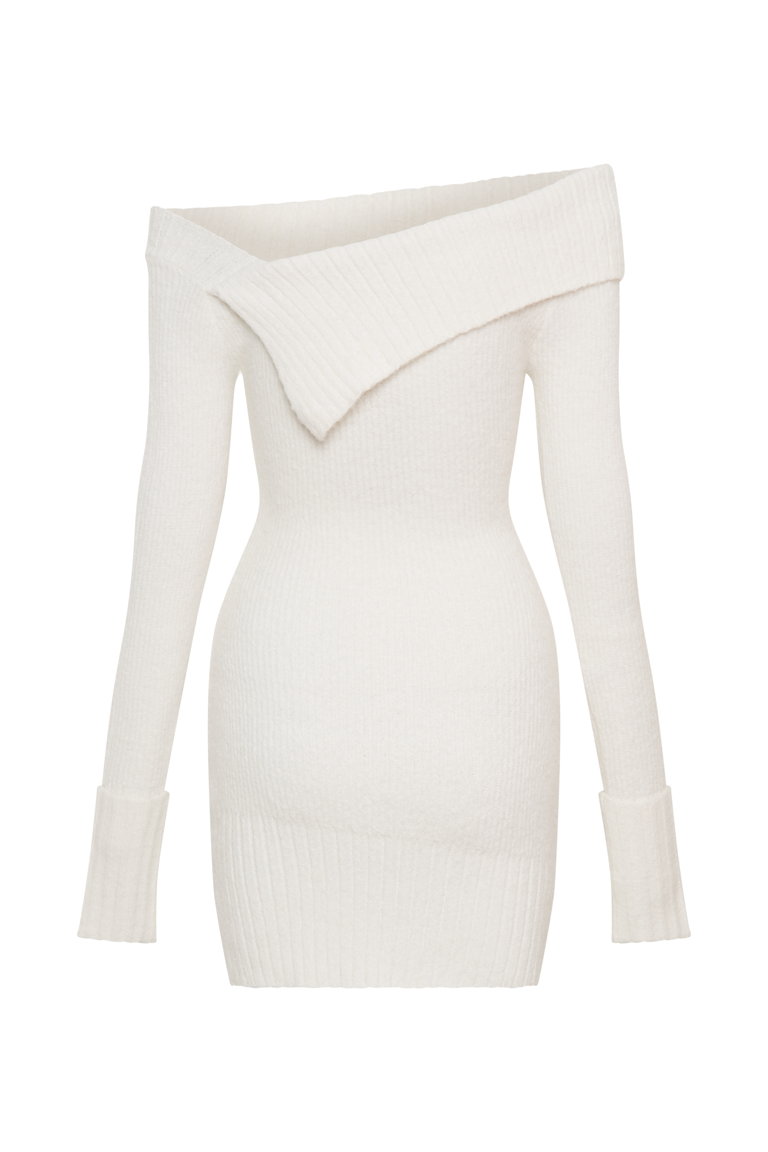 Stephanie Asymmetric Knit Mini Dress - Ivory #9
