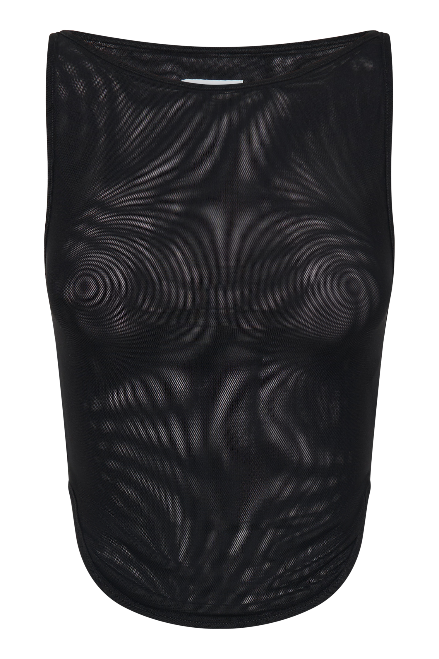 Marla Boat Neck Sheer Mesh Top - Black #7