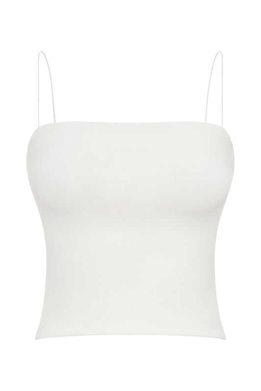 Arya Longline Spaghetti Strap Top - White