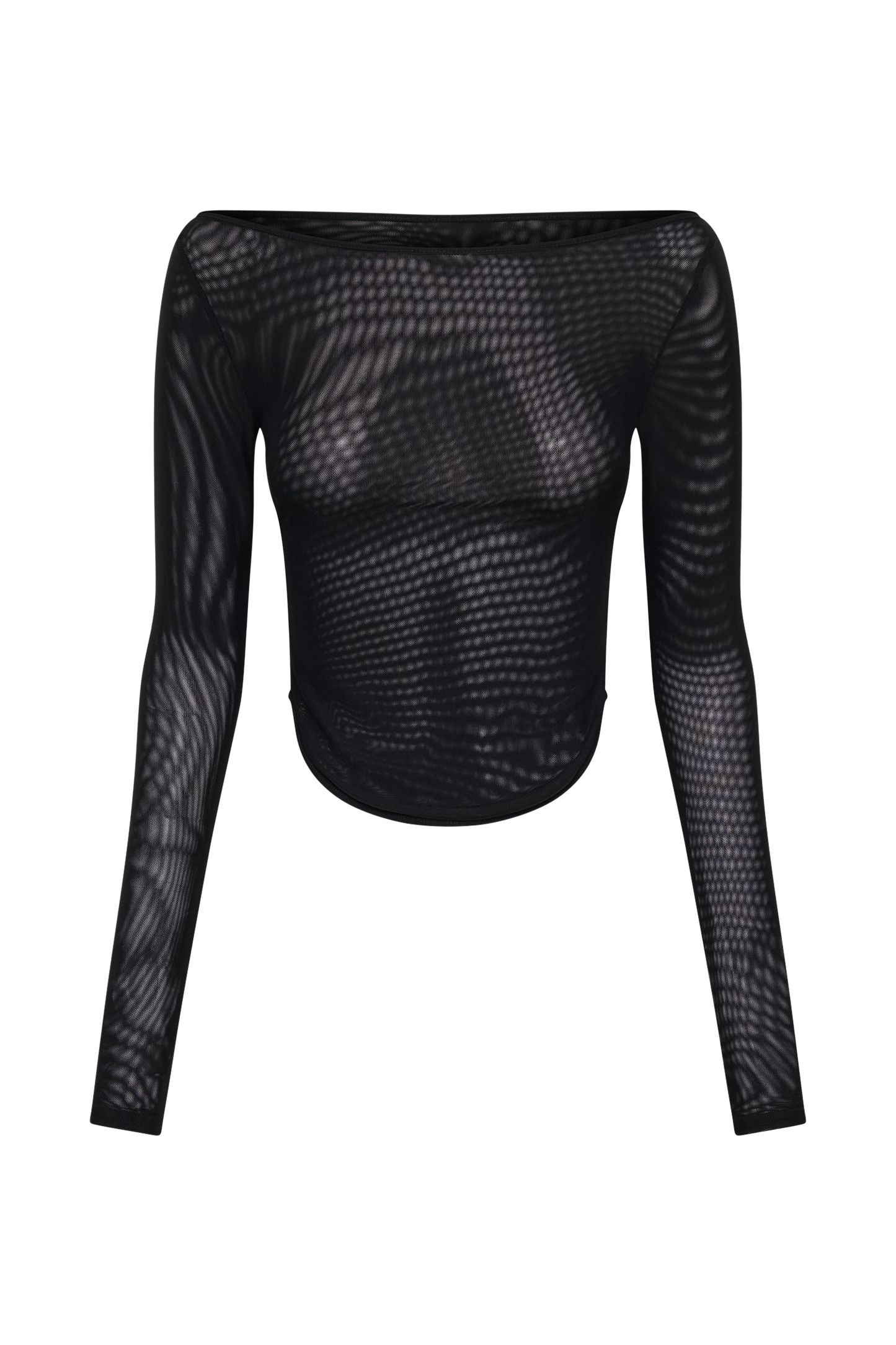 Colette Boat Neck Mesh Top - Black