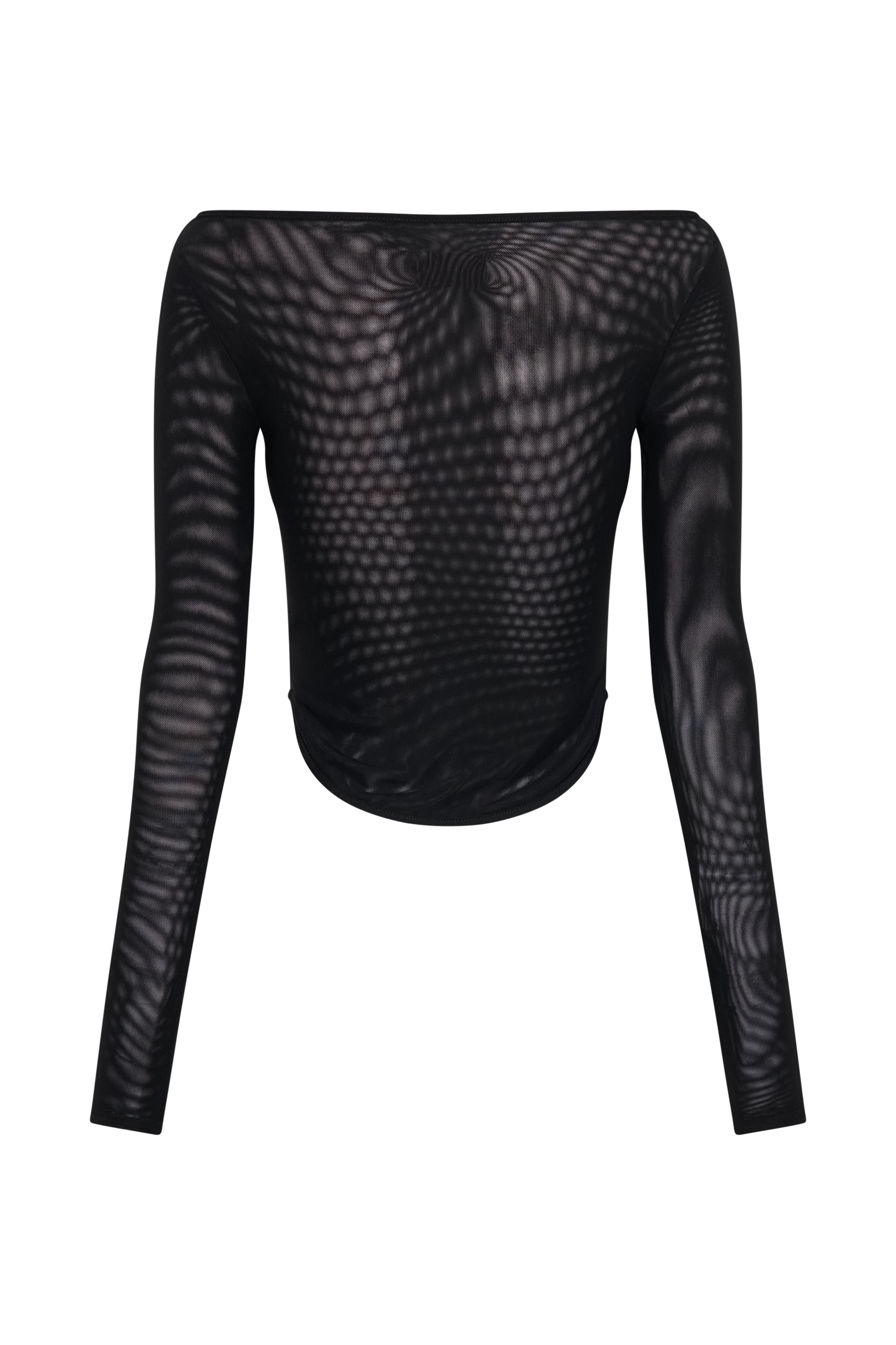 Colette Boat Neck Mesh Top - Black