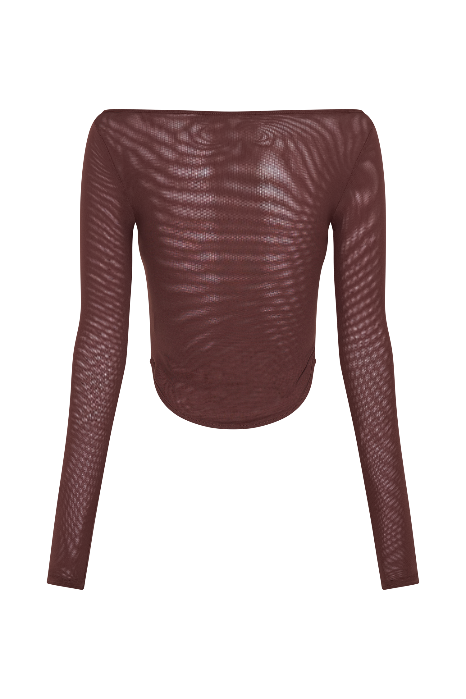 Colette Boat Neck Mesh Top - Mahogany #9