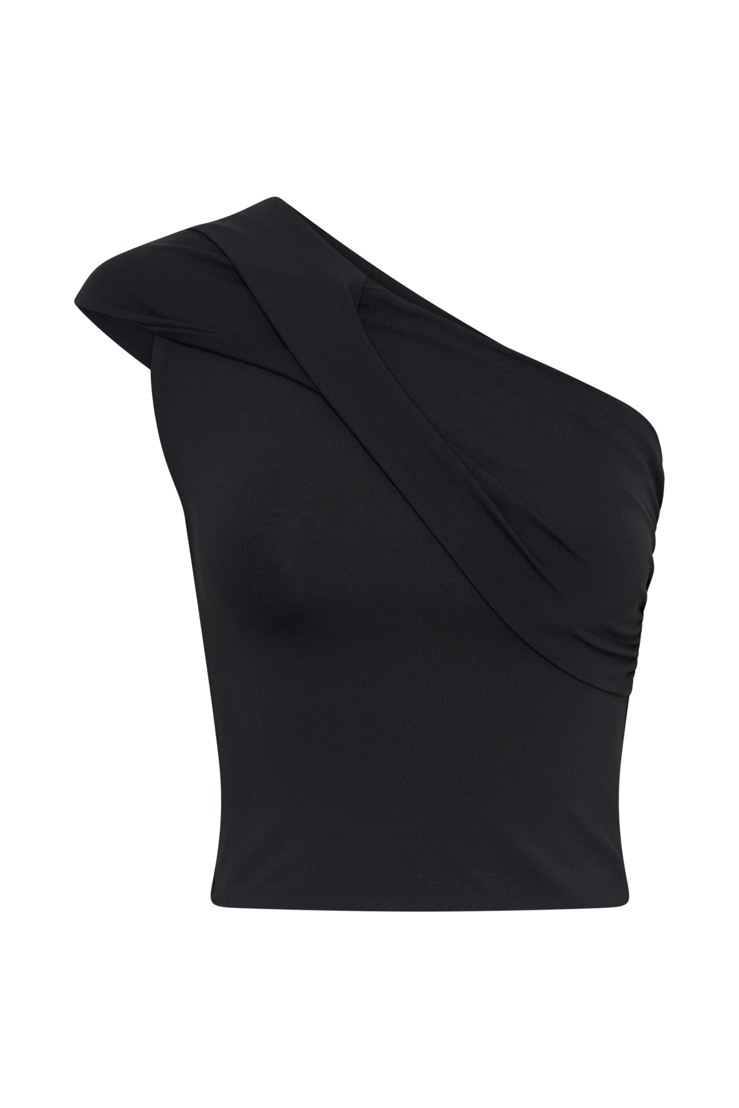 Solene One Shoulder Recycled Nylon Twist Top - Black #10