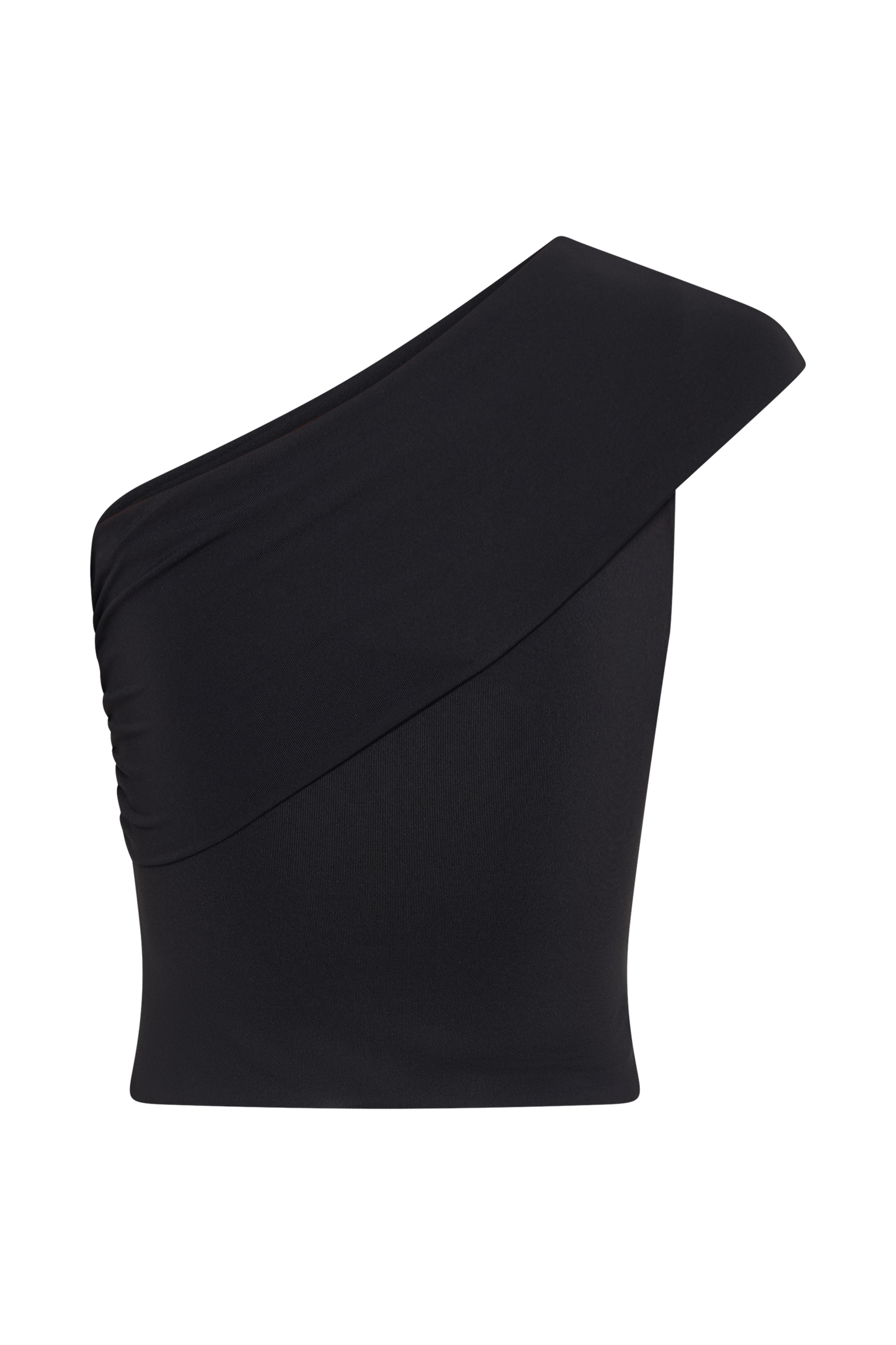 Solene One Shoulder Recycled Nylon Twist Top - Black