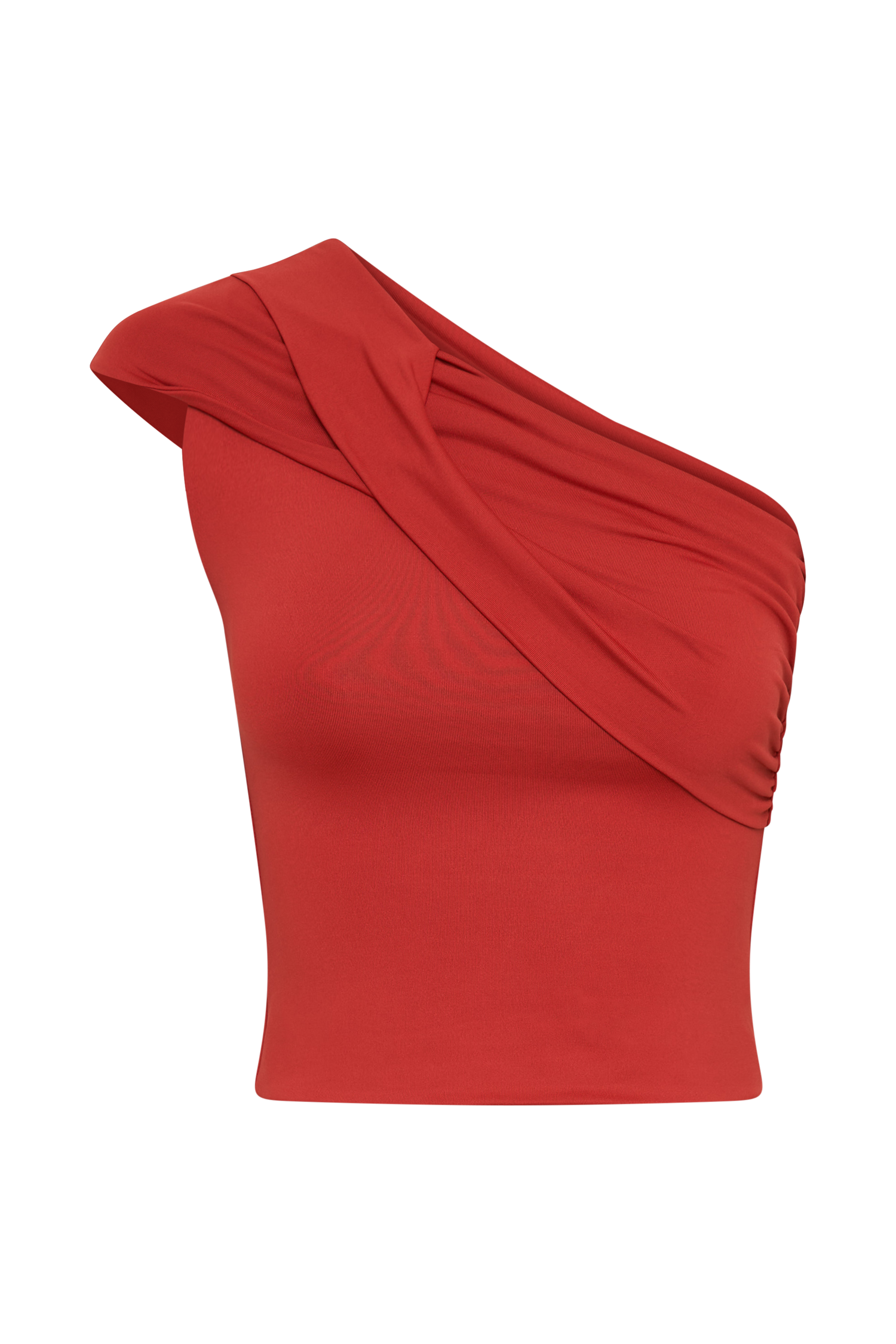 Solene One Shoulder Recycled Nylon Twist Top - Ruby #10