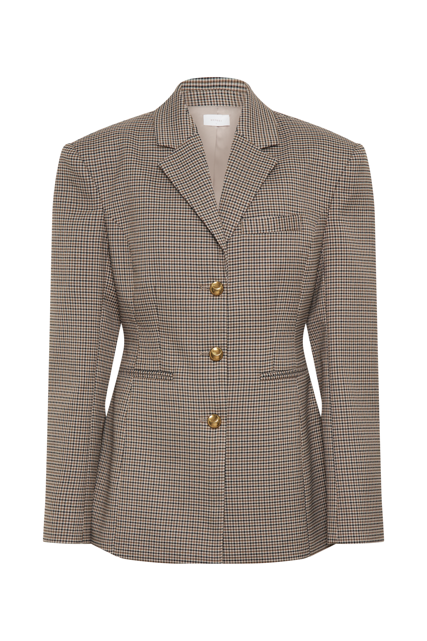 Mila Shaped Blazer - Tan Check