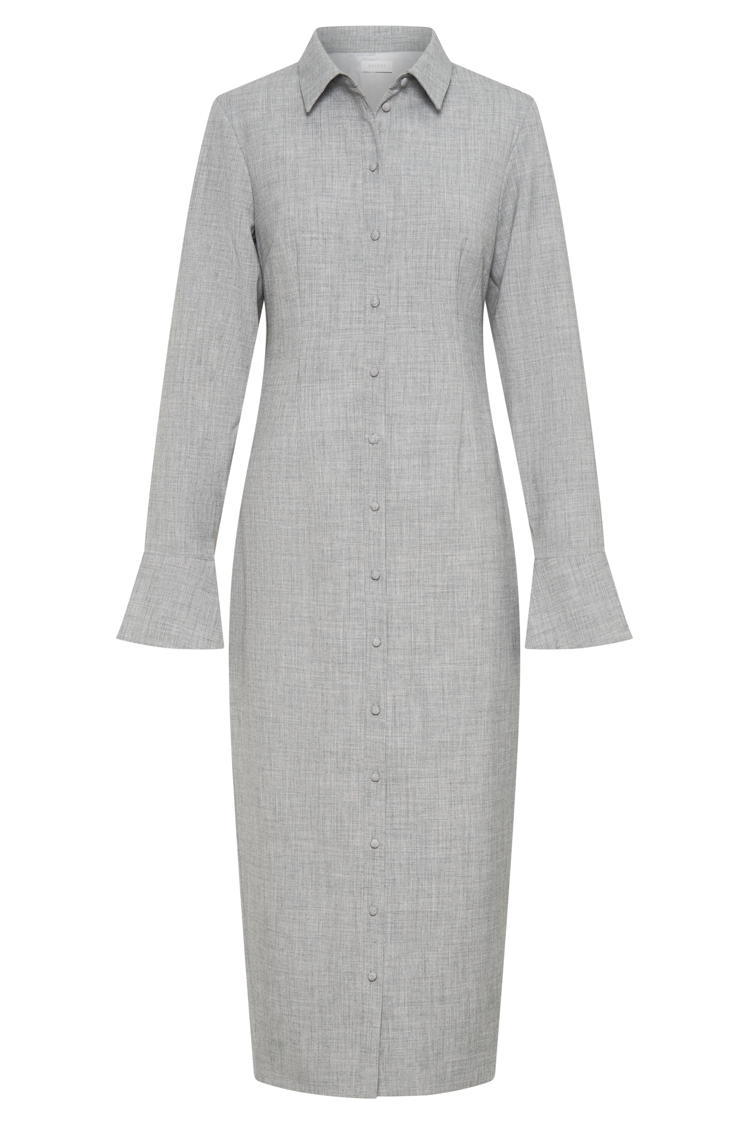 Dorian Fitted Shirt Midi Dress - Charcoal Marle #11