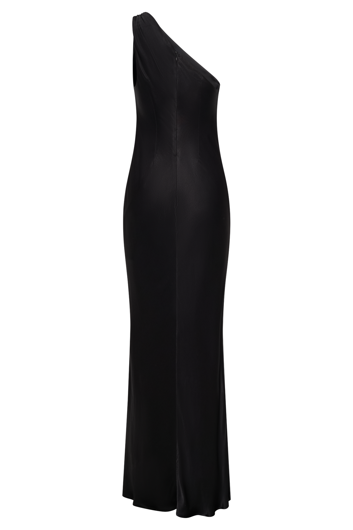 Camille One Shoulder Satin Maxi Dress - Black #7