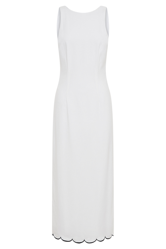 Sofiane Scalloped Linen Midi Dress - Ivory