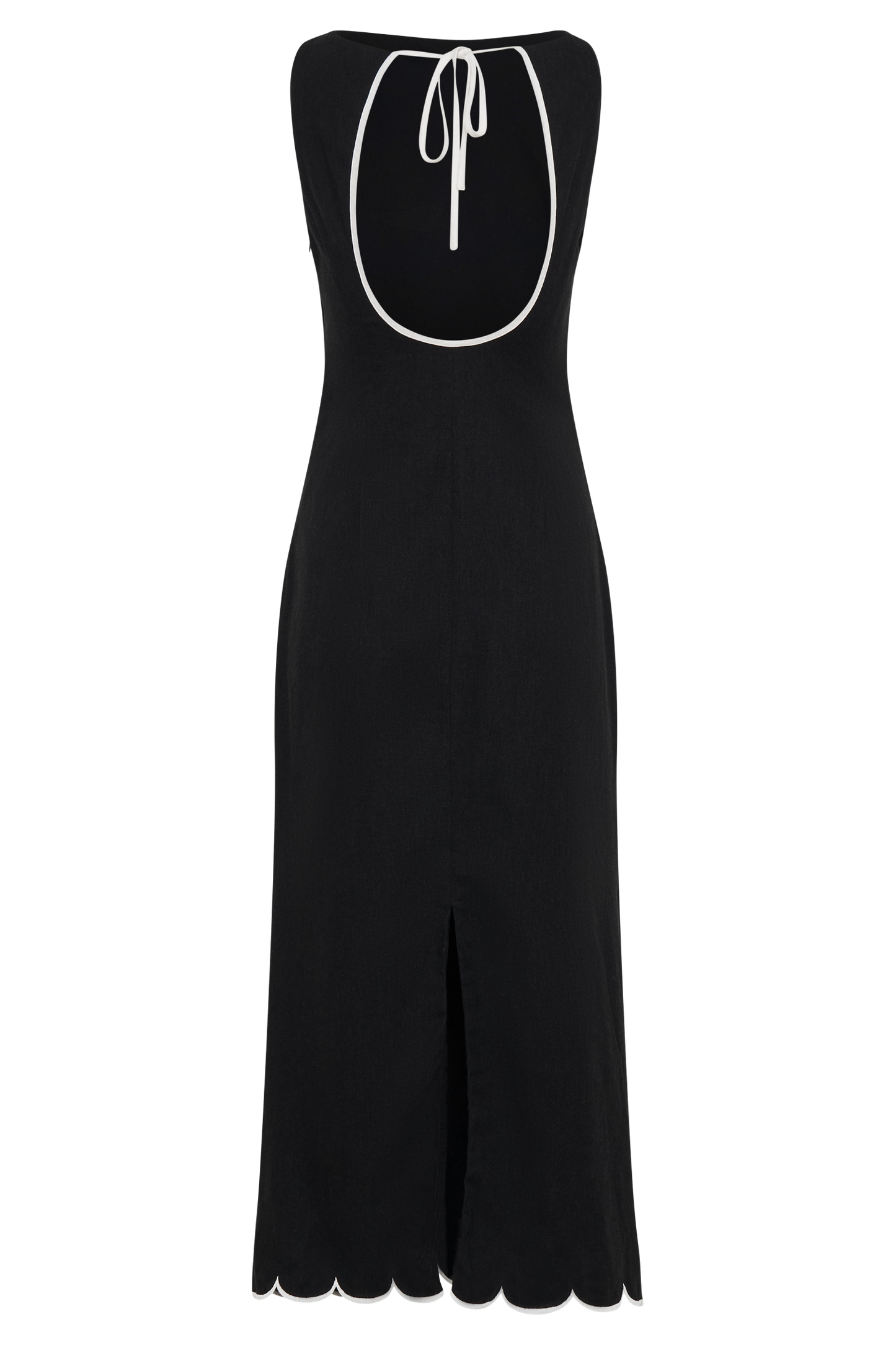 Sofiane Scalloped Linen Midi Dress - Black