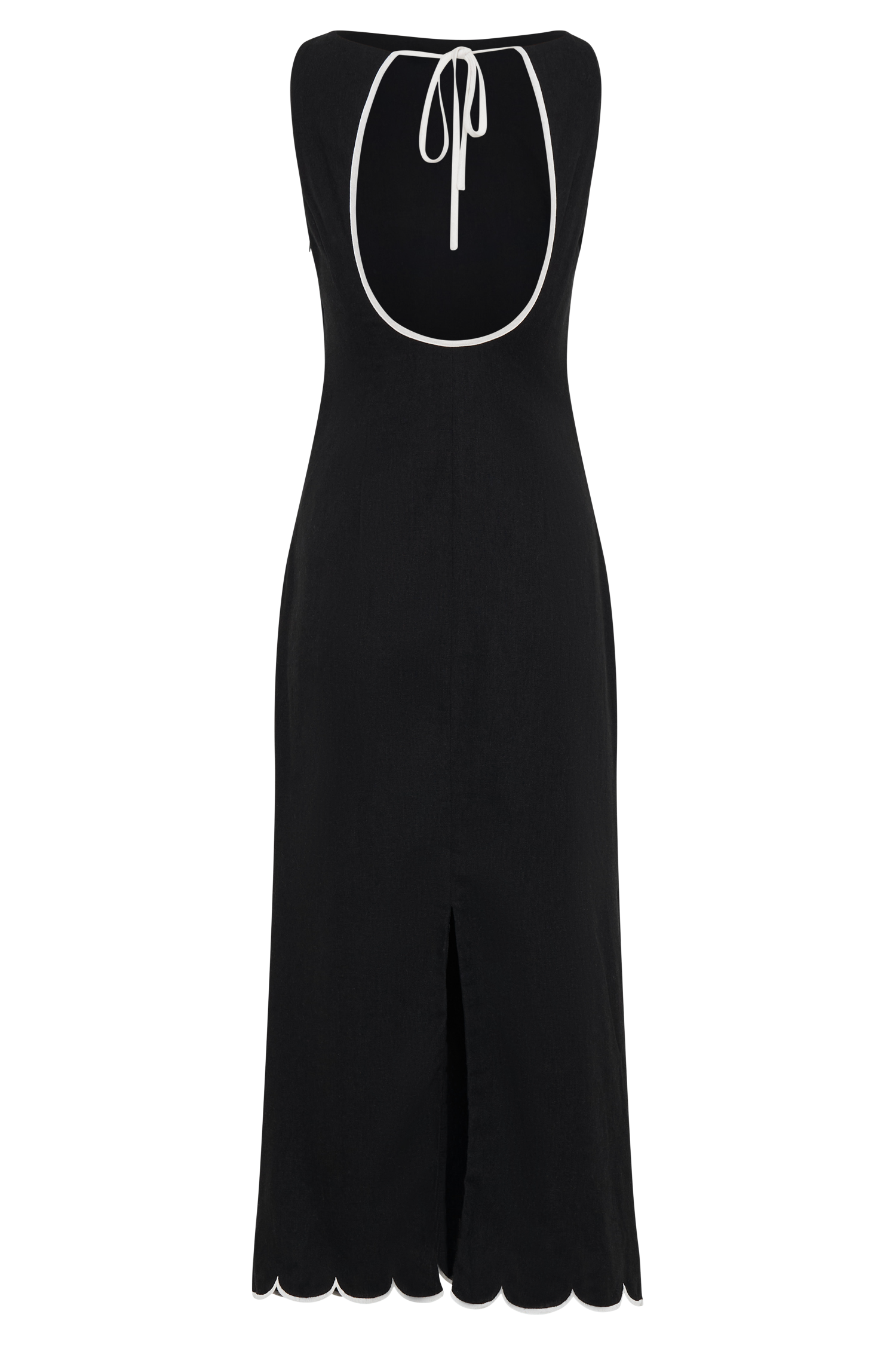 Sofiane Scalloped Linen Midi Dress - Black #9