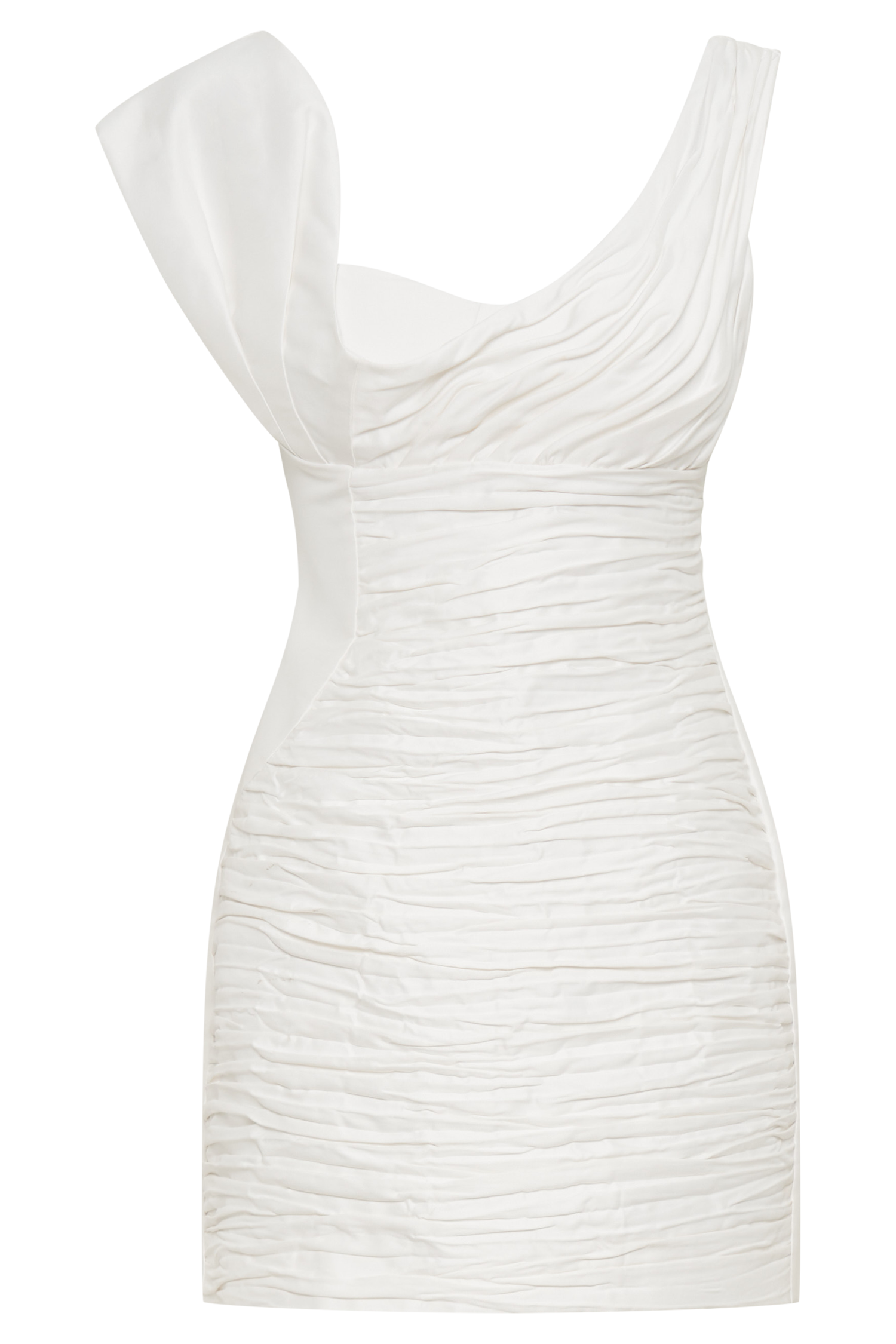Farrah Structured Draped Mini Dress - White #14