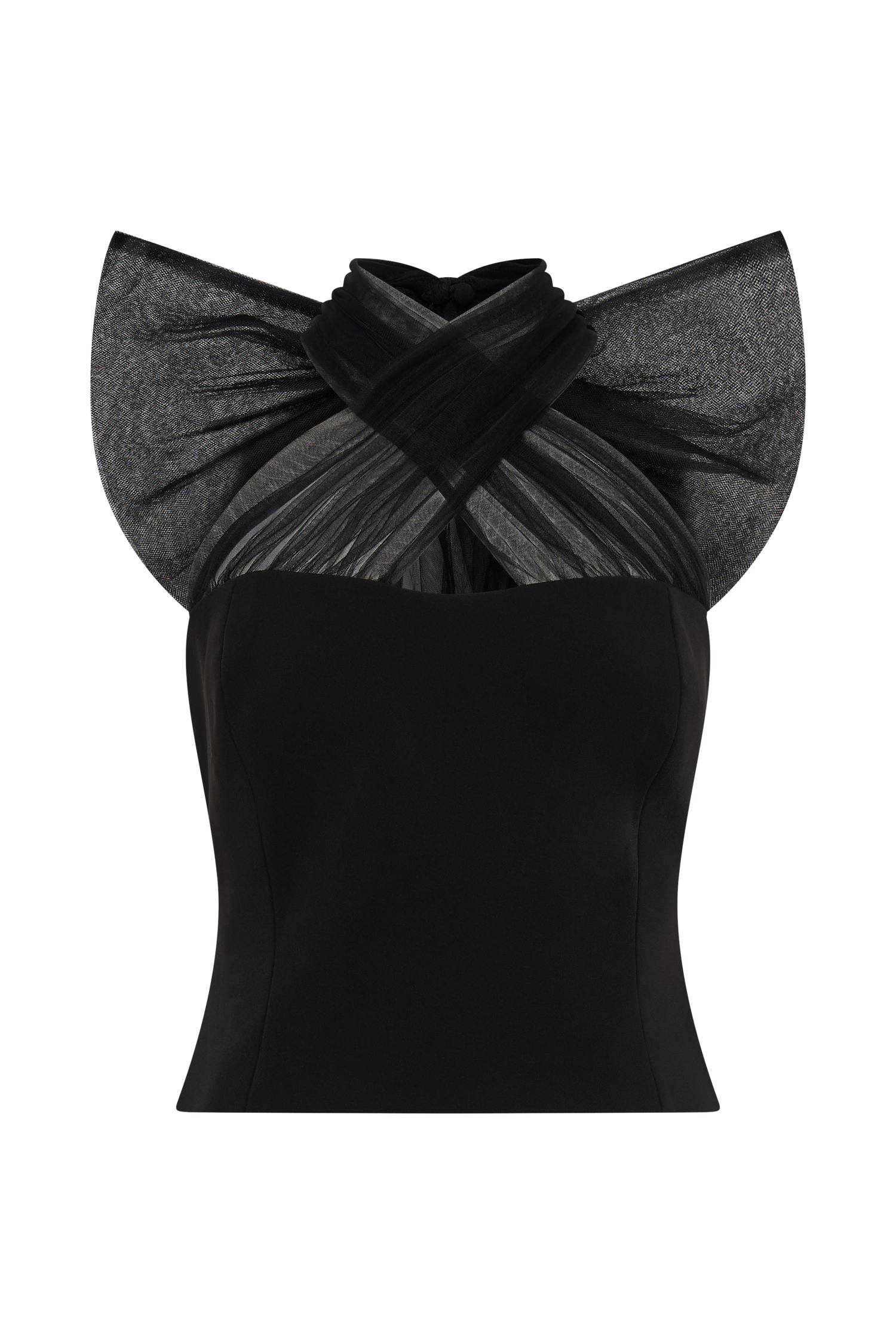 Maryam Tulle Bow Top - Black #8