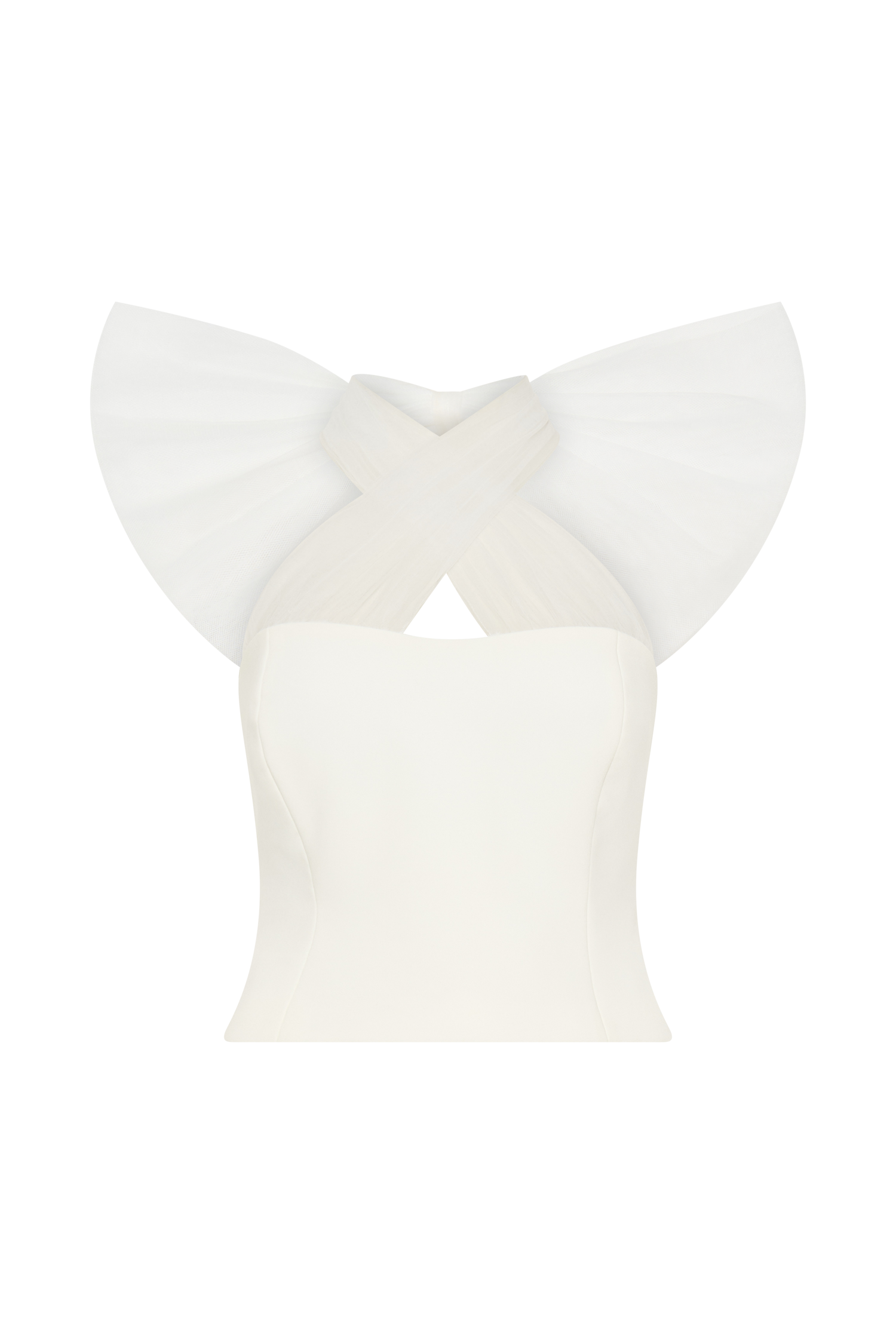 Maryam Tulle Bow Top - White #11