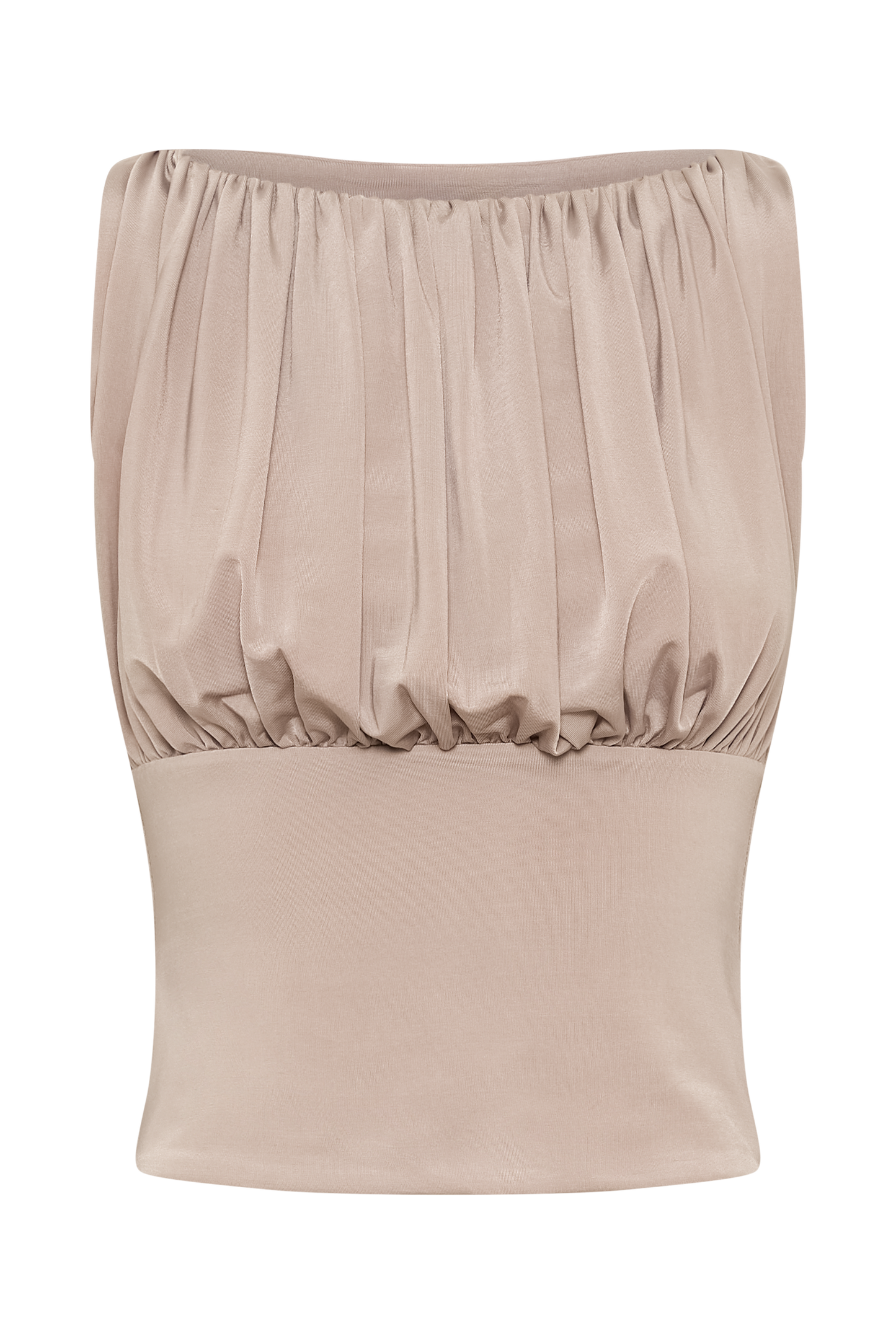 Tiarna Slinky Ruched Top - Taupe