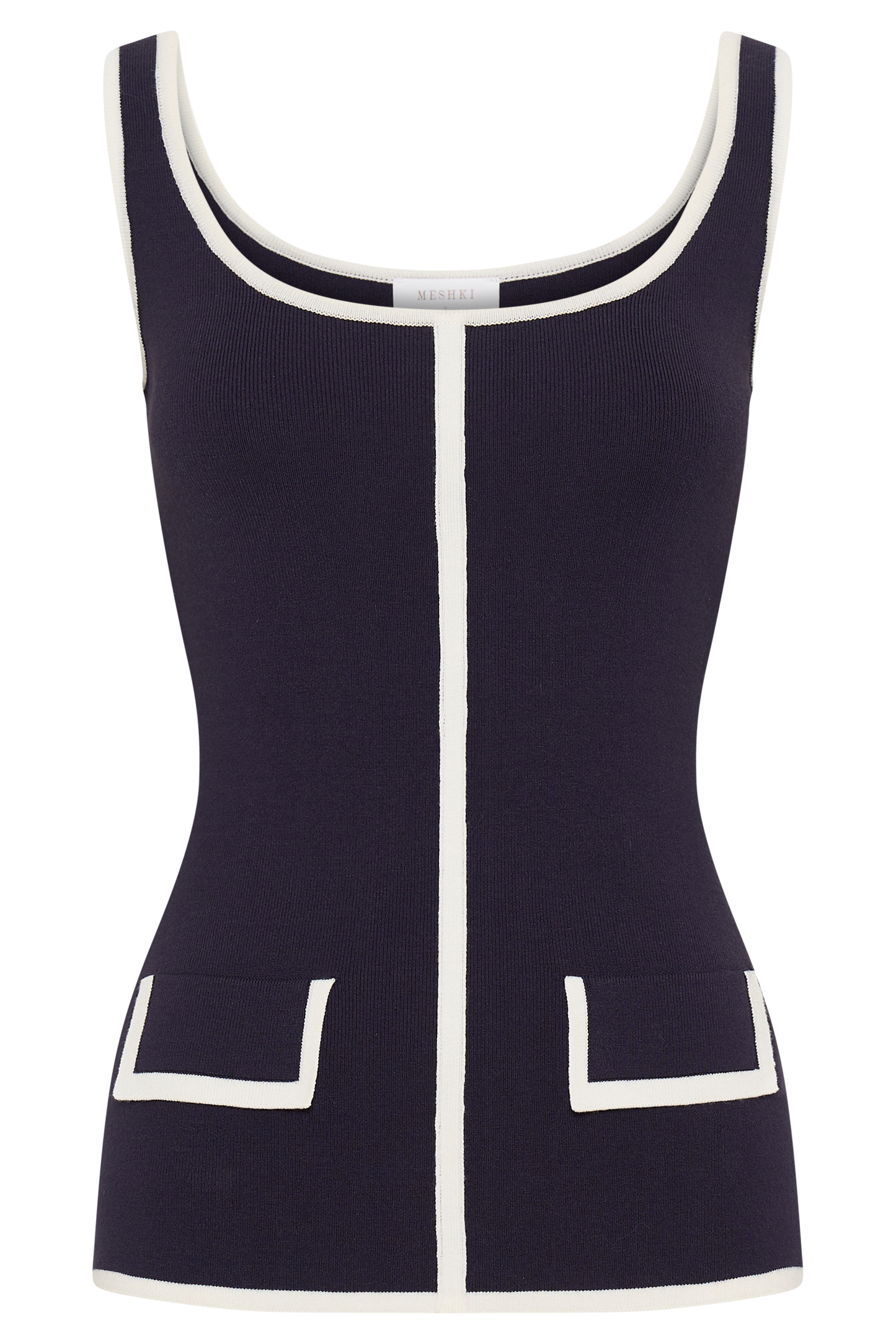 Becky Contrast Knit Top - Navy & Ivory