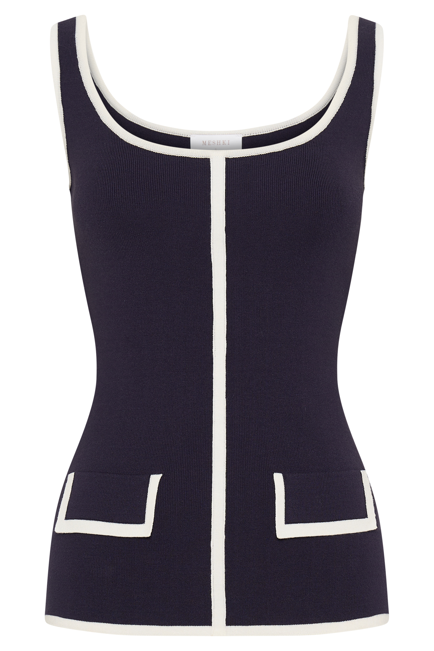 Becky Contrast Knit Top - Navy & Ivory #11
