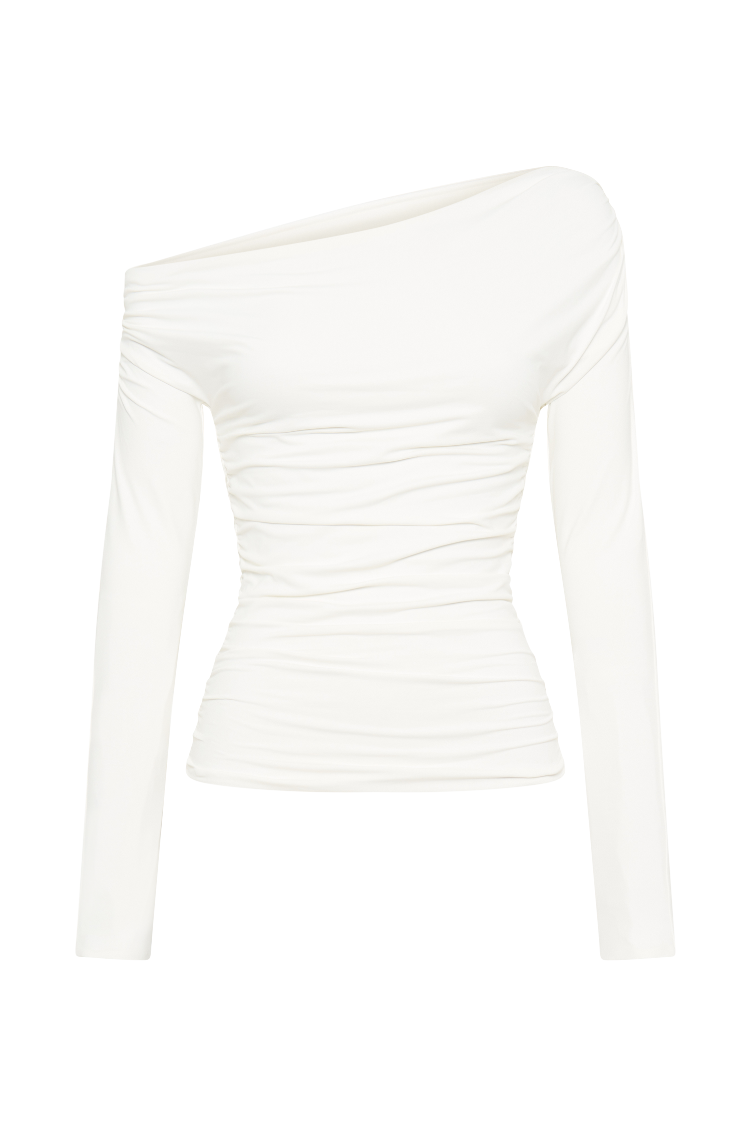 Alayna Long Sleeve Recycled Nylon Ruched Top - White #8