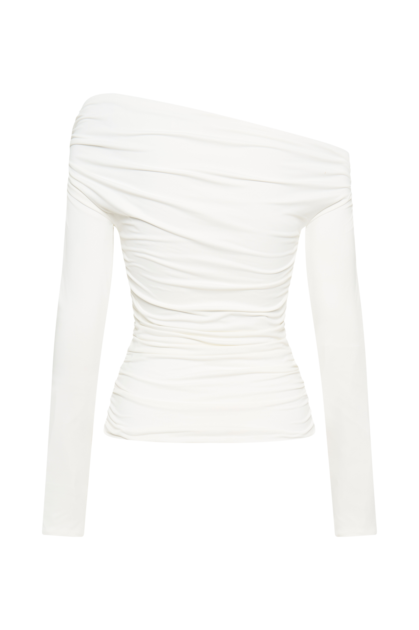 Alayna Long Sleeve Recycled Nylon Ruched Top - White