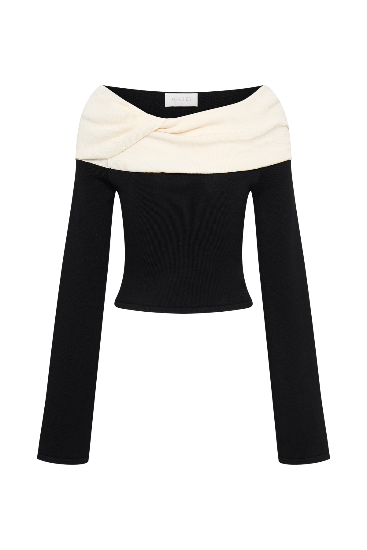 Yoko Contrast Overlay Knit Top - Black/White #8