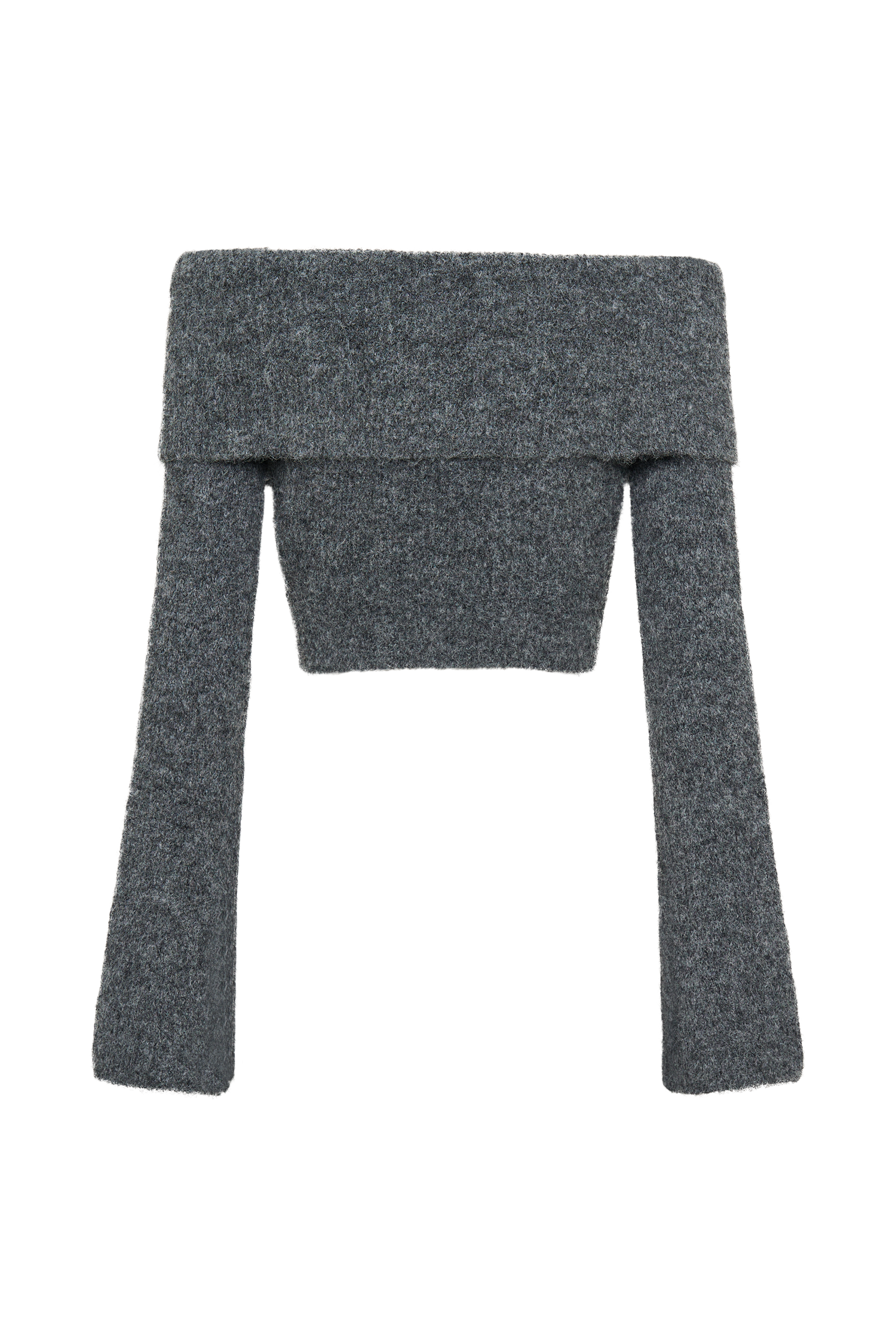 Baxter Off Shoulder Fluffy Knit Top - Charcoal #7