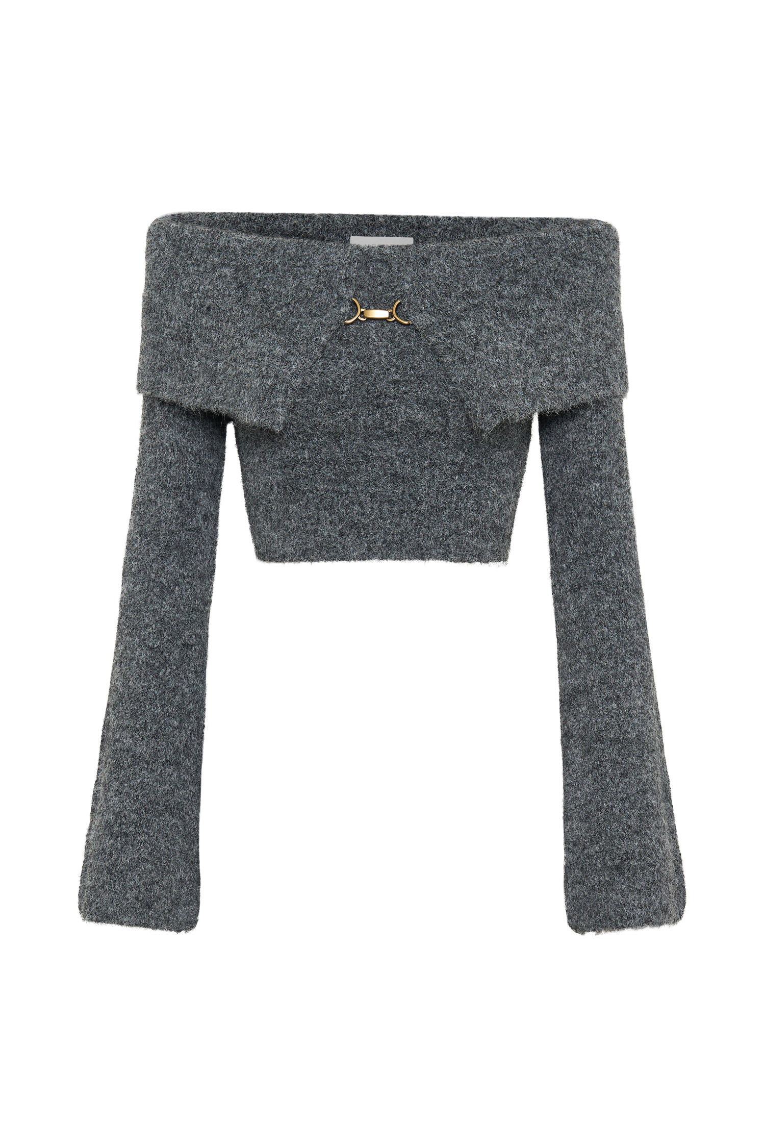 Baxter Off Shoulder Fluffy Knit Top - Charcoal #8