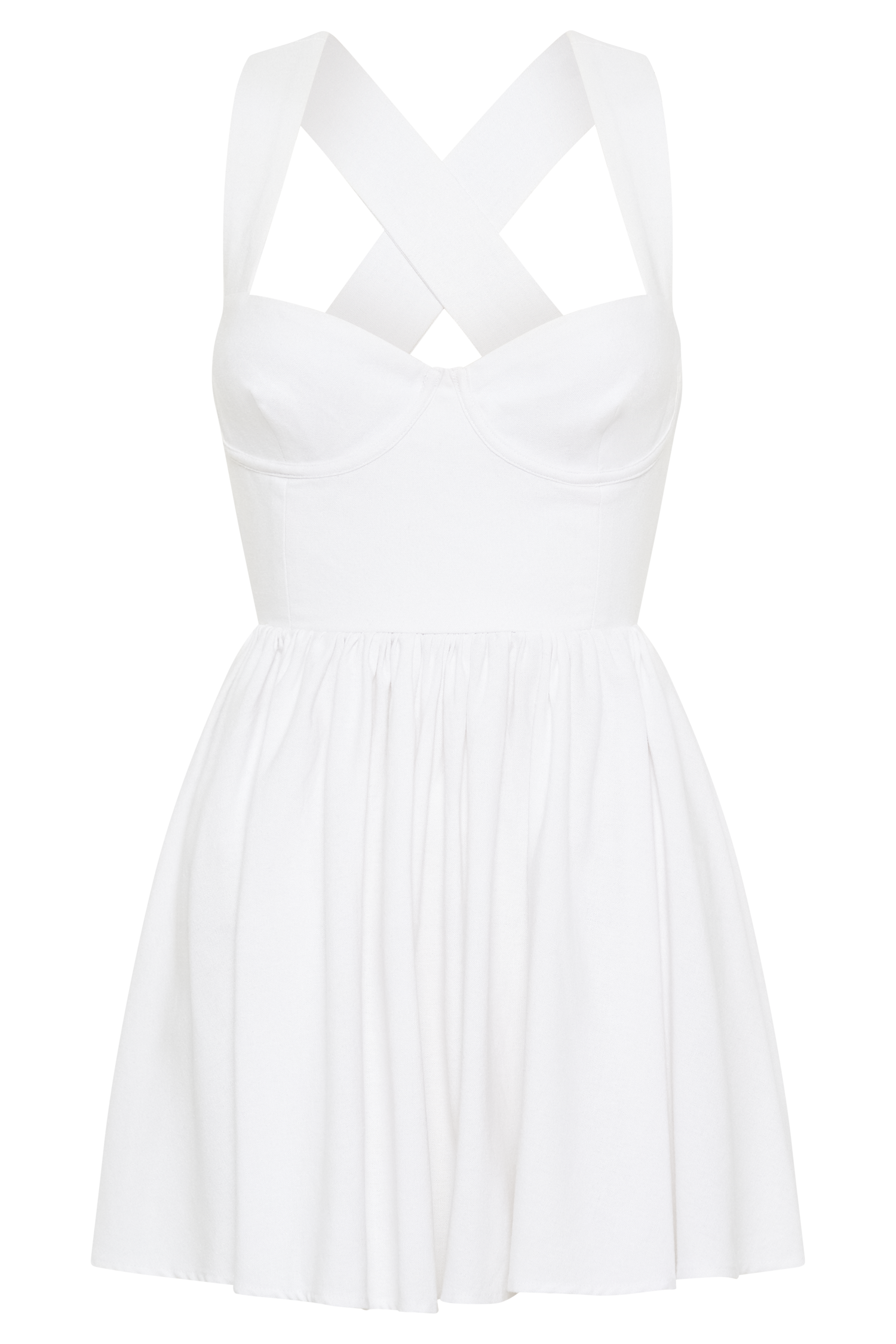 Loz Tie Back Linen Mini Dress - White #11