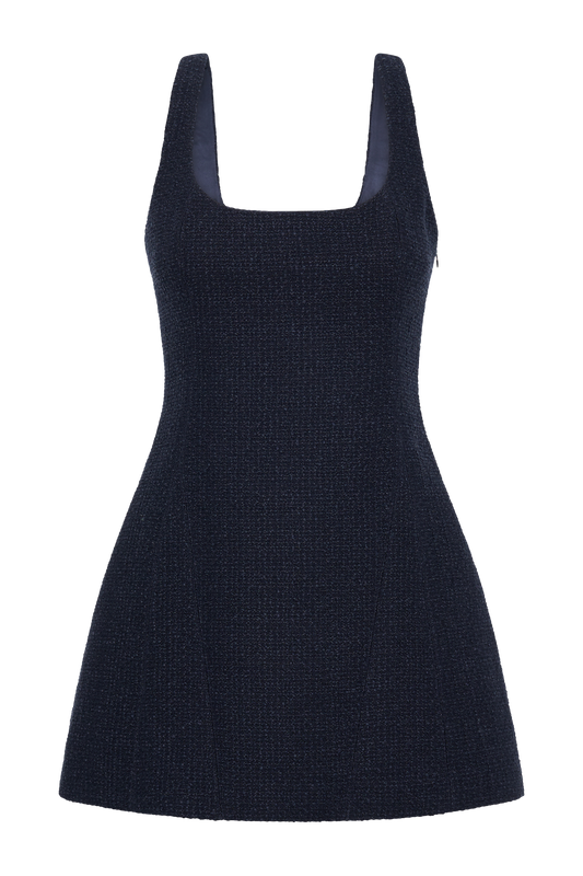 Beth Boucle Mini Dress - Navy