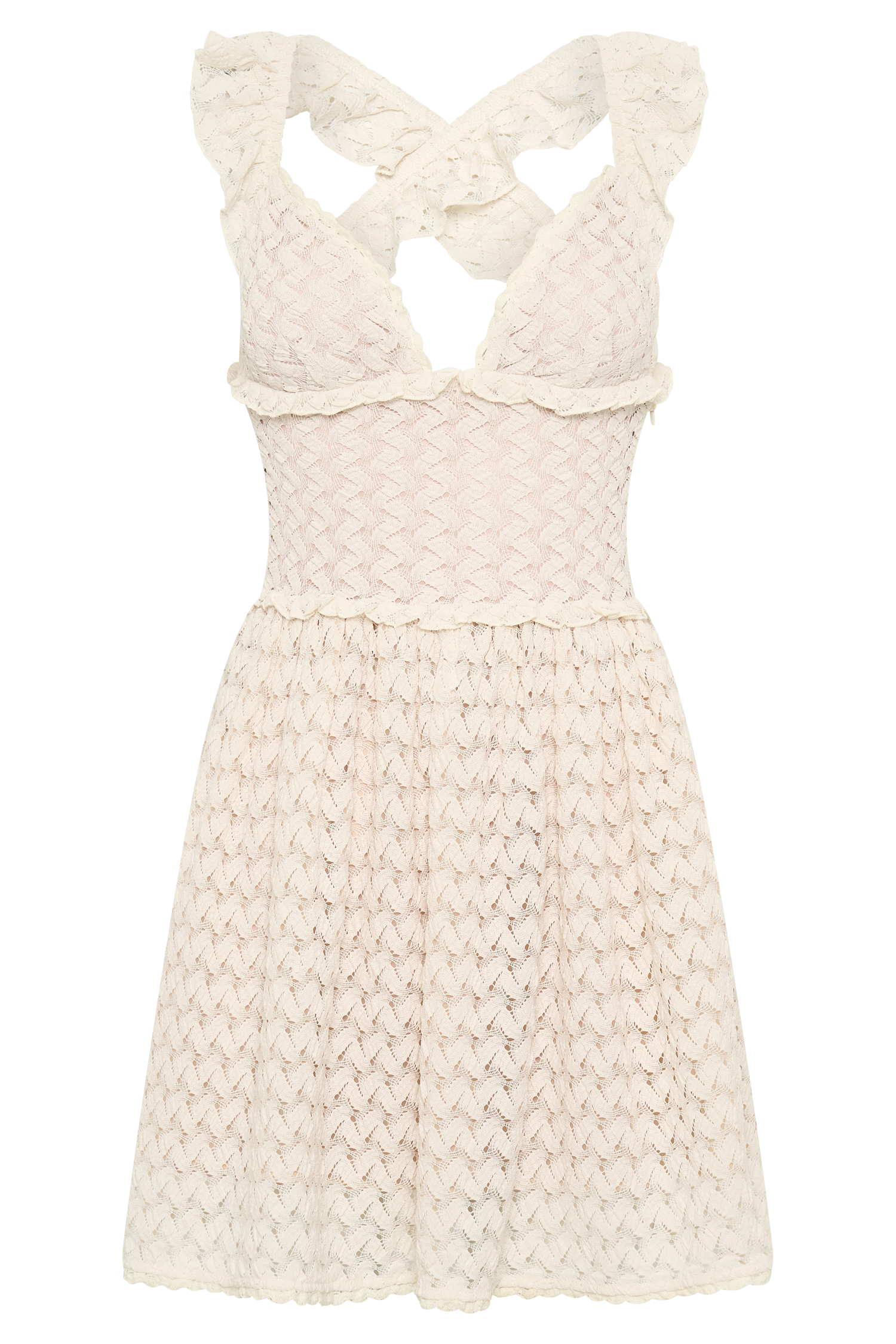 Ezra Lace Mini Dress - Ivory #8