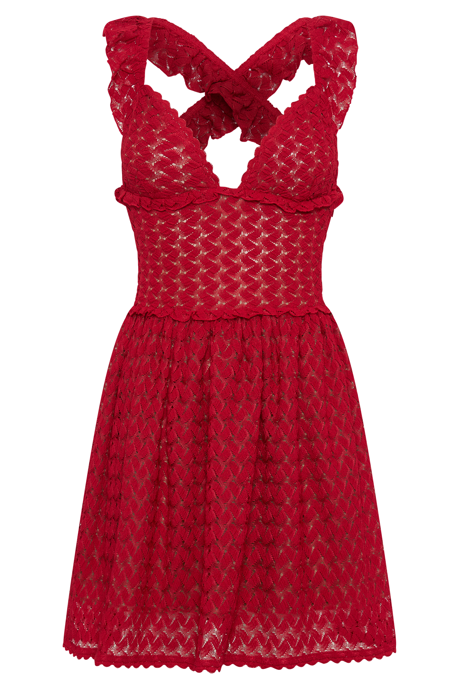 Ezra Lace Mini Dress - Deep Red #8