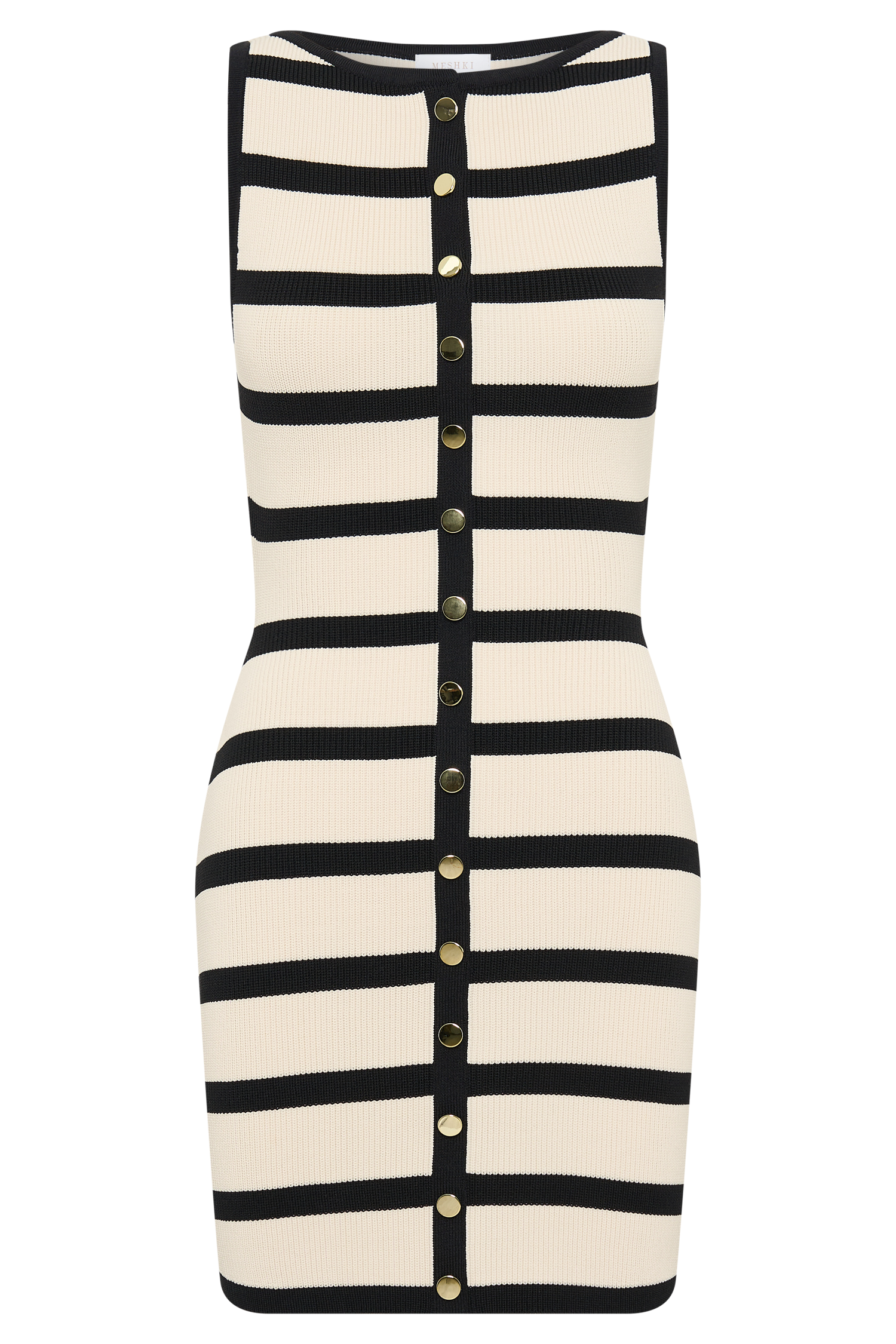 Sawyer Stripe Knit Mini Dress - Black/Cream #10